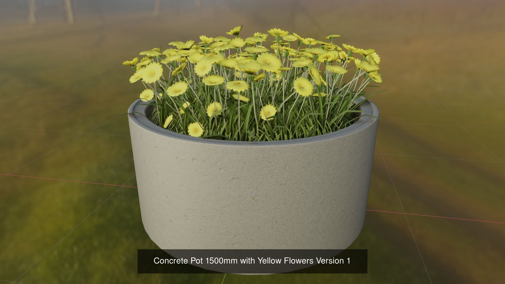 All Concrete Pots with all Flowers  3D Model Collection_80