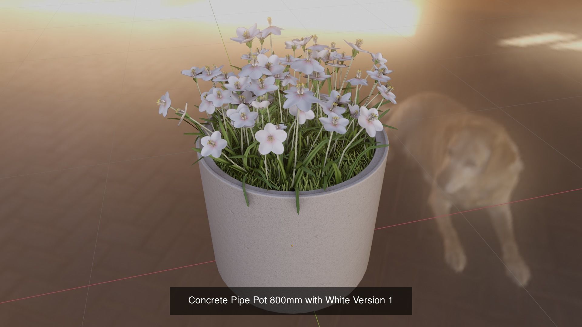 All Concrete Pots with all Flowers  3D Model Collection_72