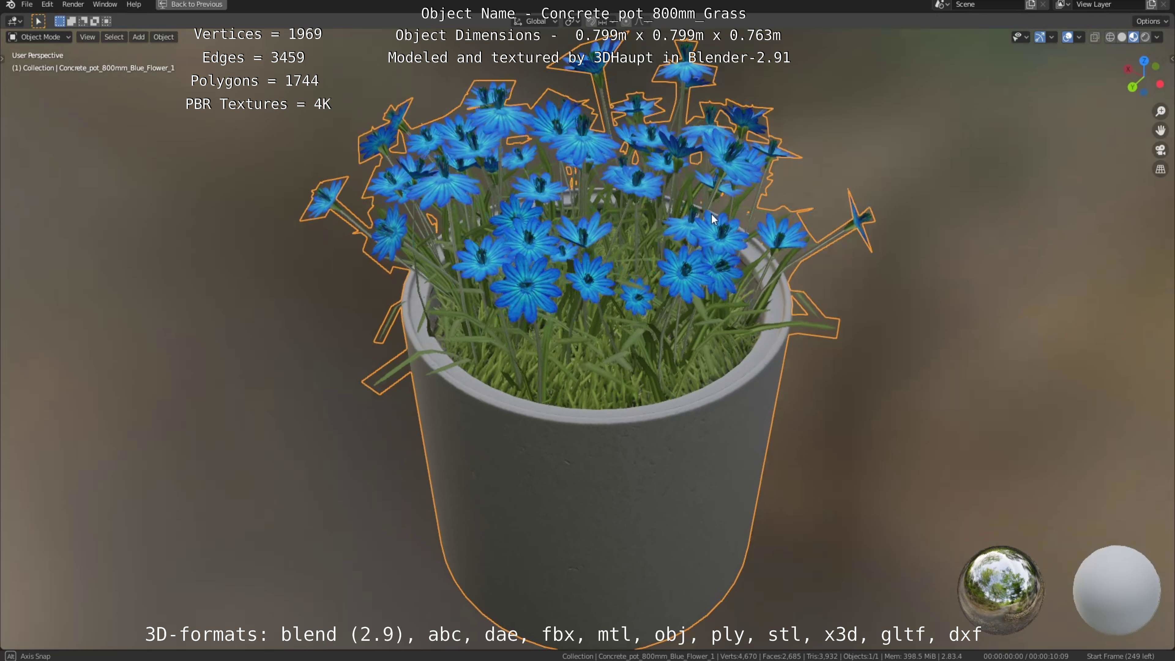 All Concrete Pots with all Flowers  3D Model Collection_83