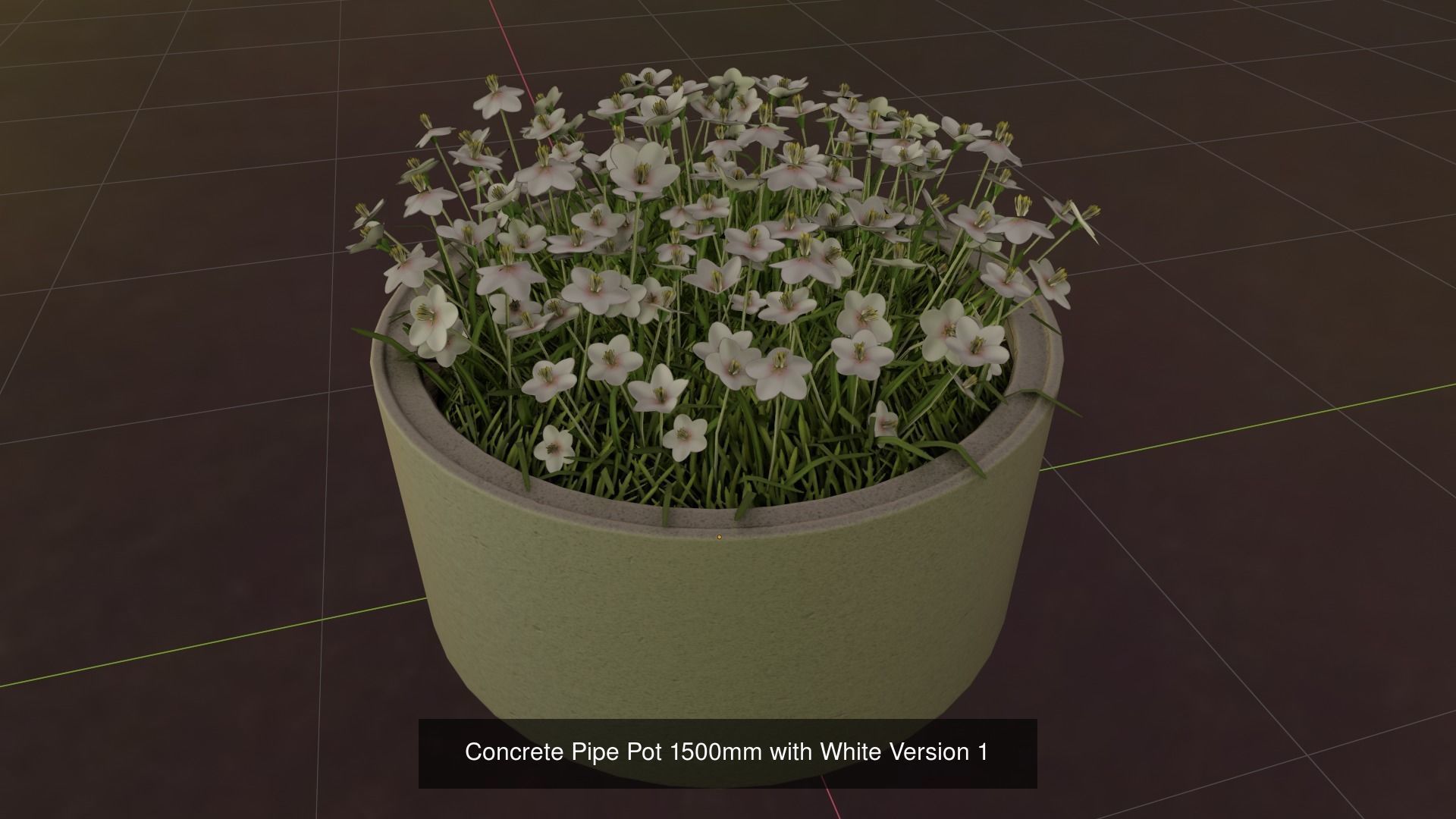 All Concrete Pots with all Flowers  3D Model Collection_74