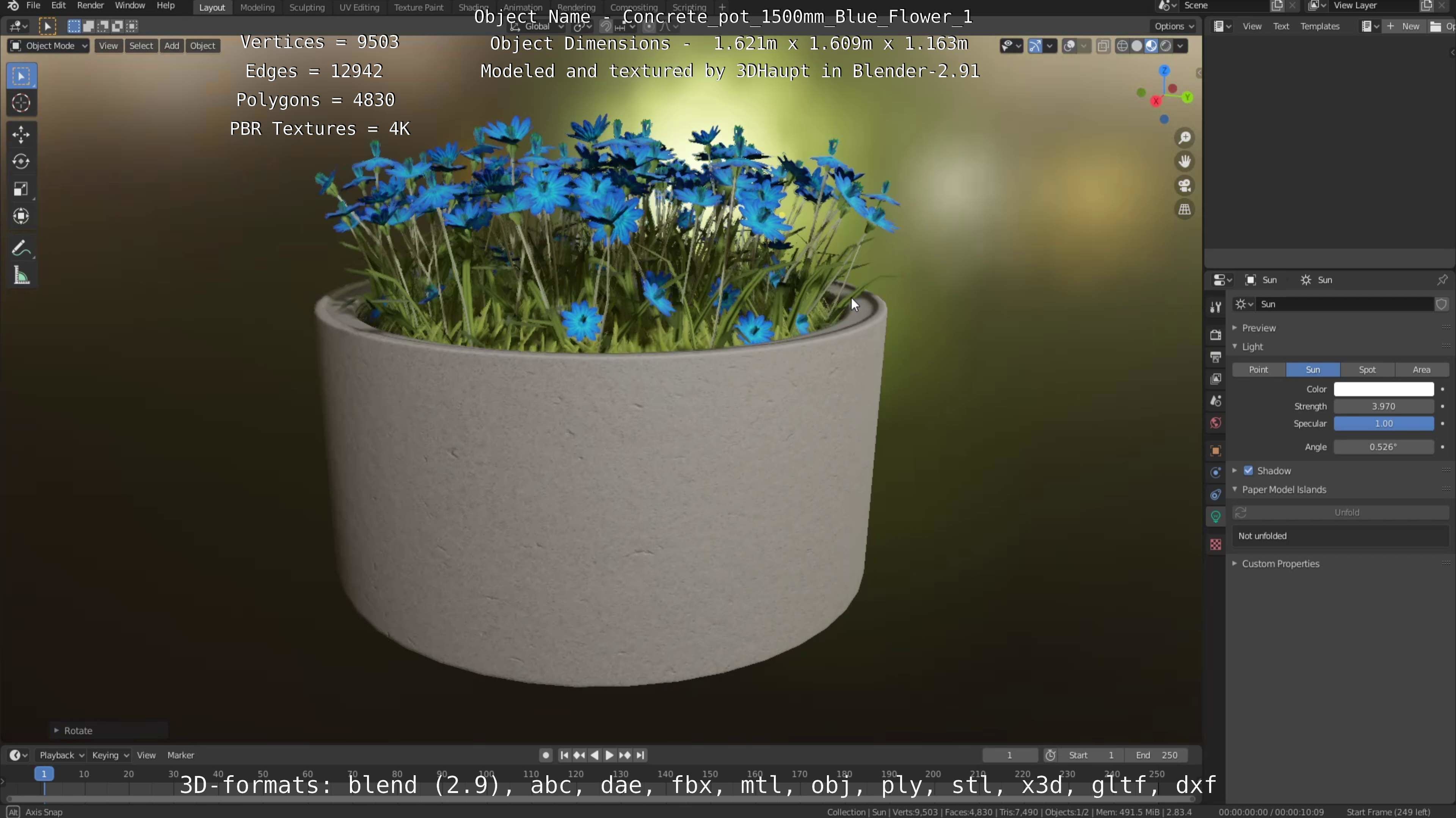 All Concrete Pots with all Flowers  3D Model Collection_127