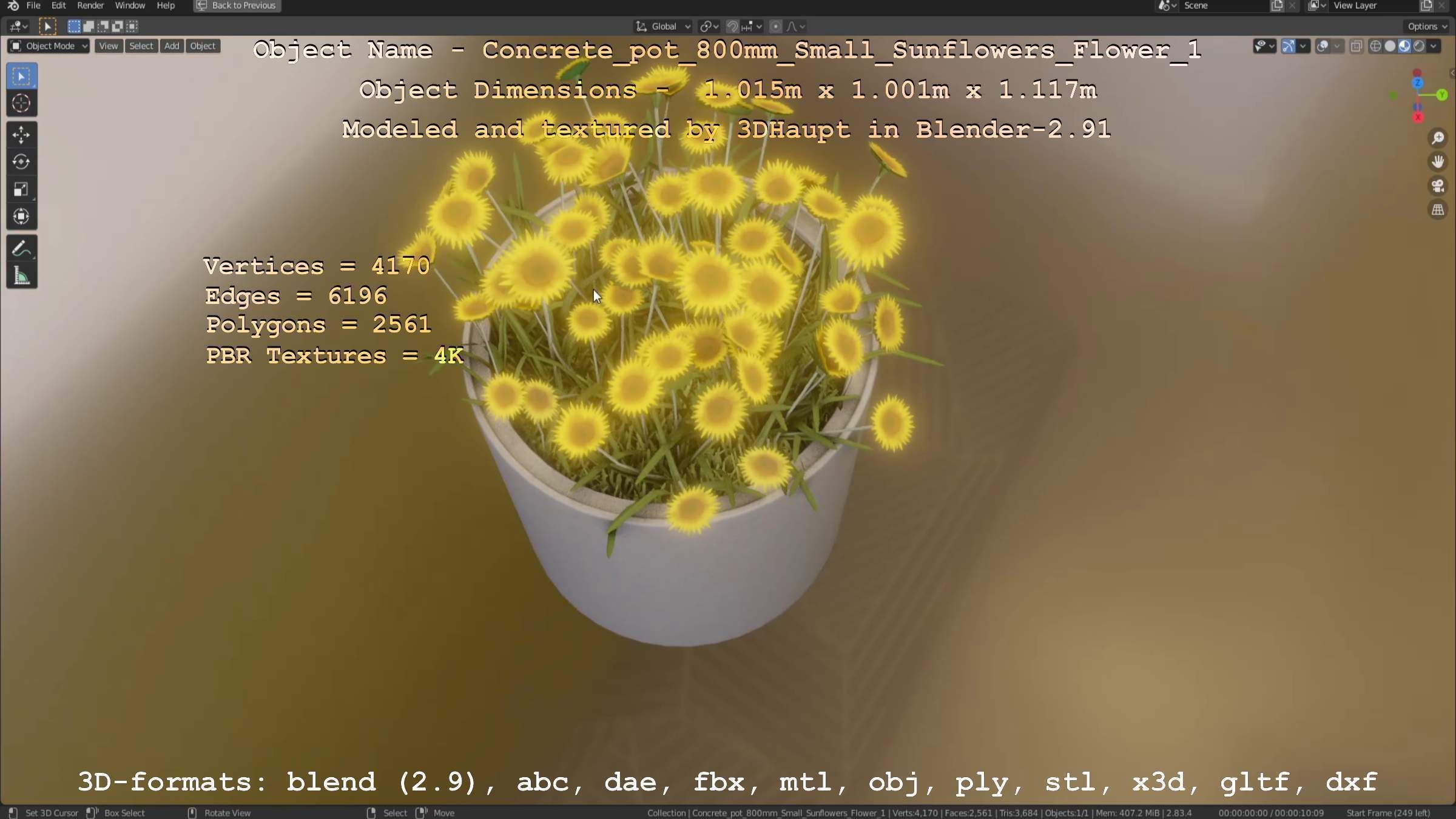 All Concrete Pots with all Flowers  3D Model Collection_95