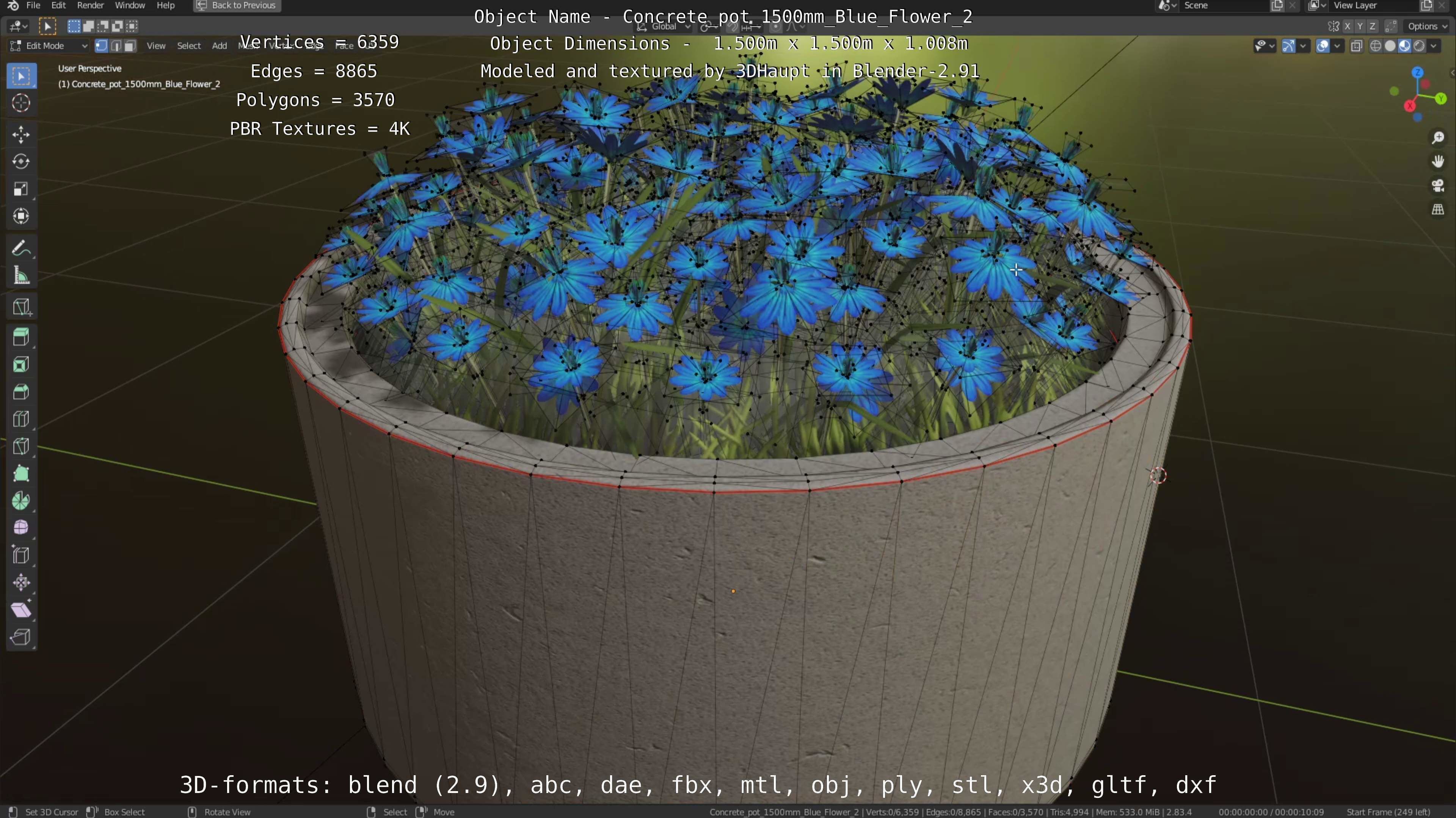 All Concrete Pots with all Flowers  3D Model Collection_131