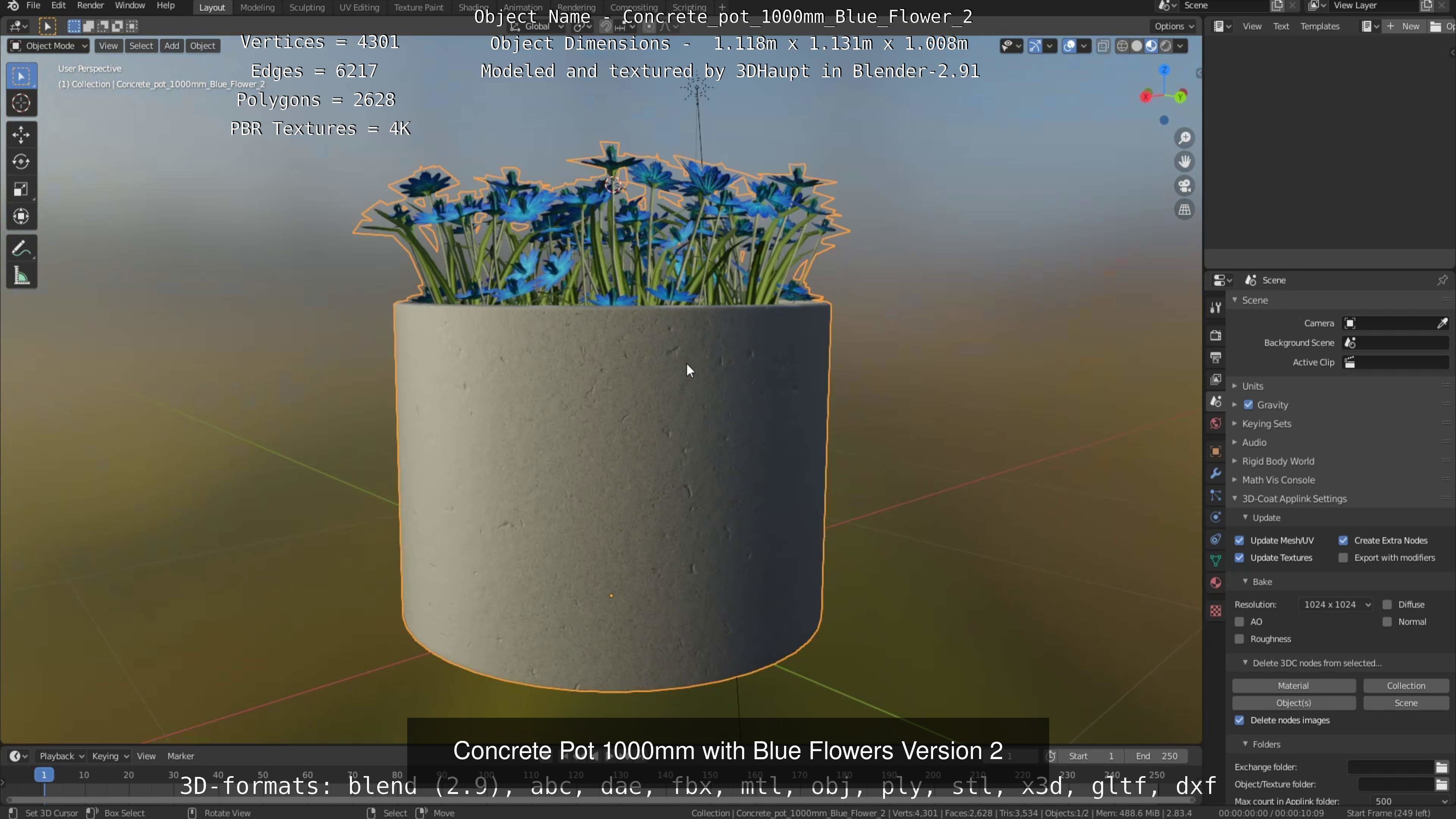 All Concrete Pots with all Flowers  3D Model Collection_57