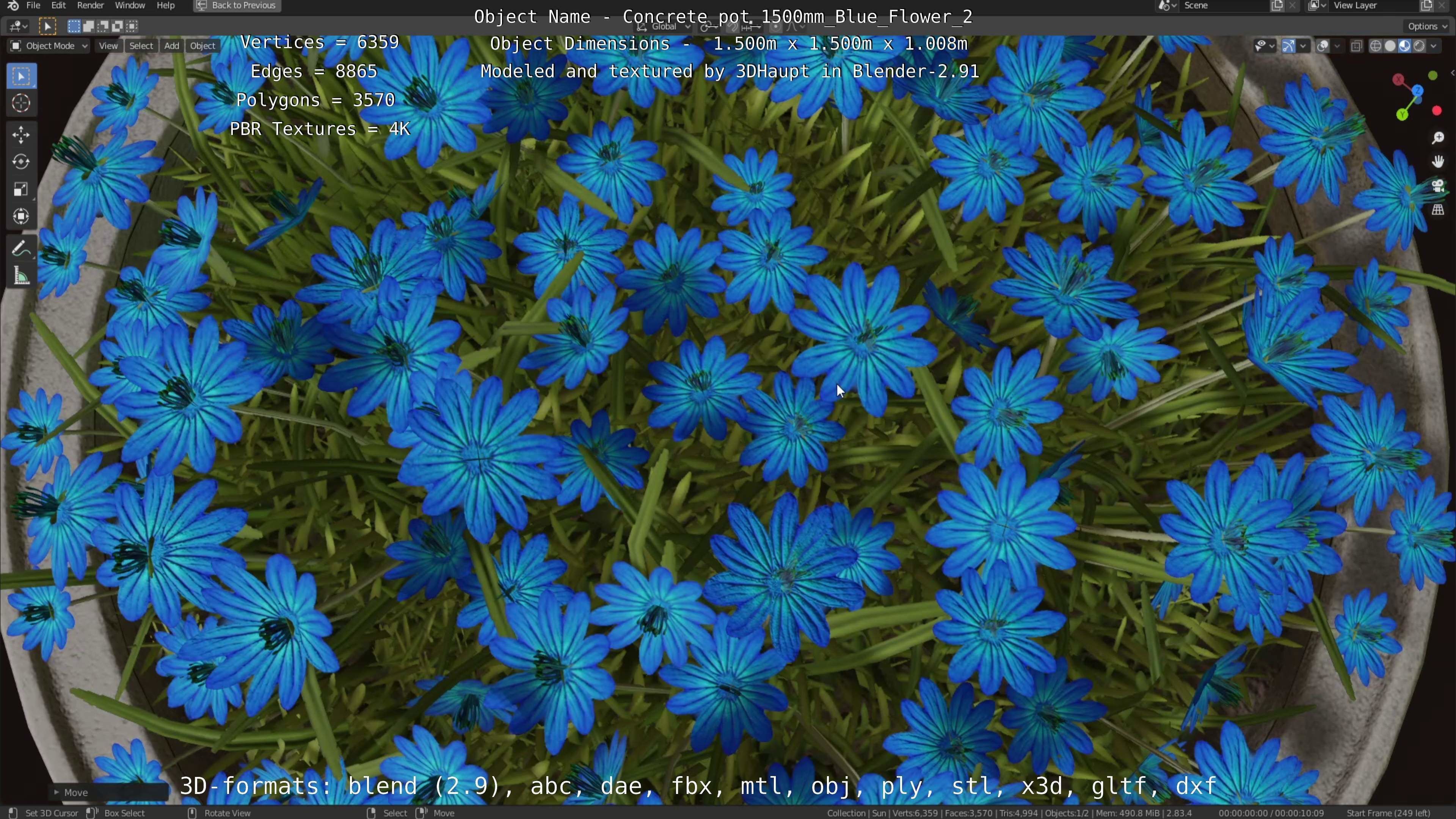 All Concrete Pots with all Flowers  3D Model Collection_132