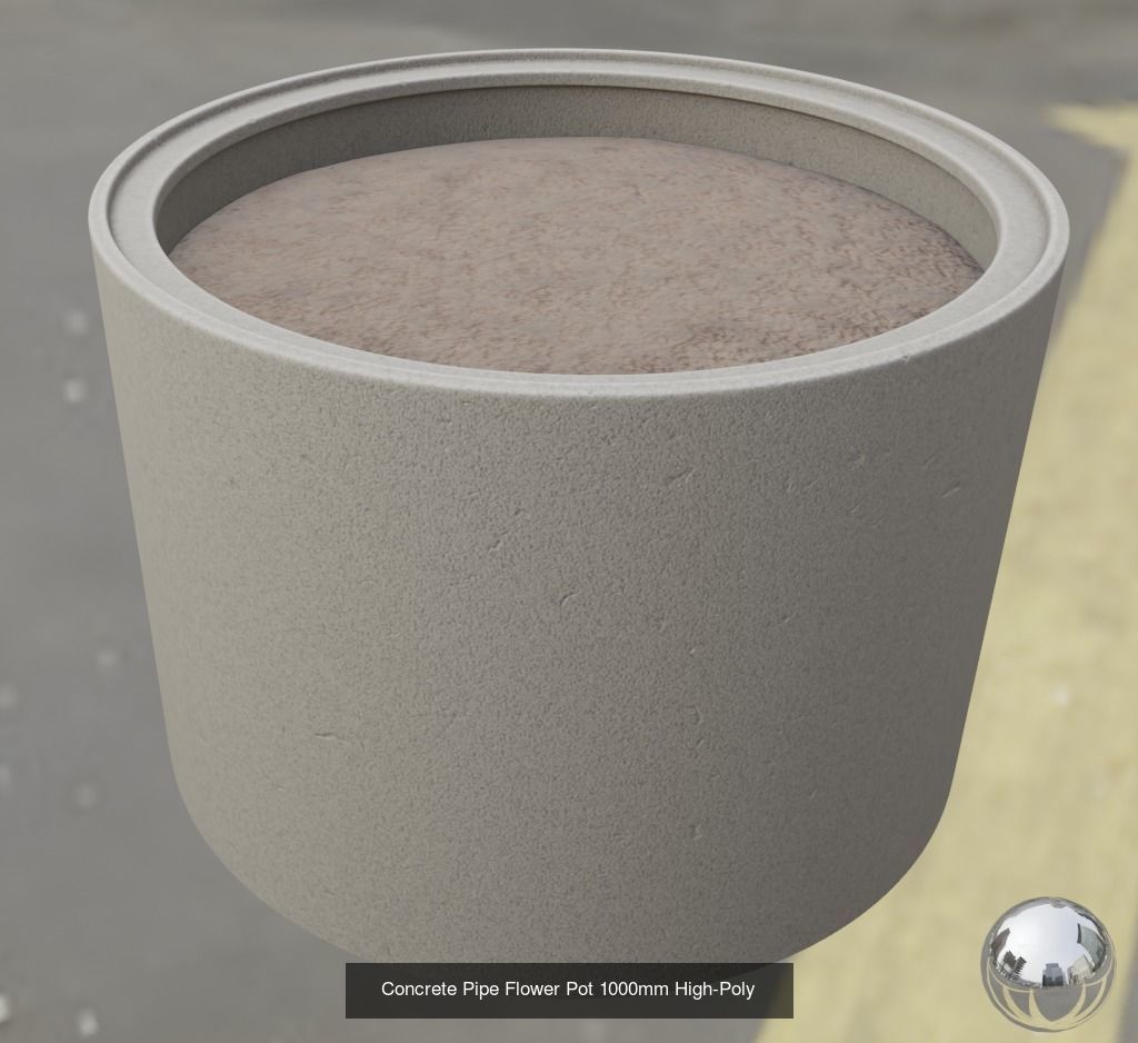 All Concrete Pots with all Flowers  3D Model Collection_51