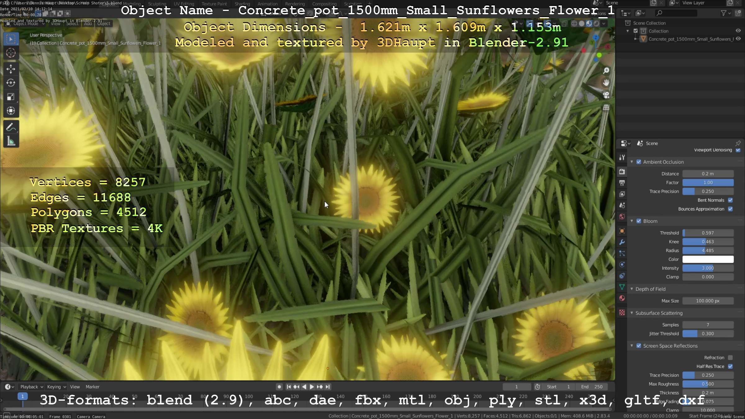 All Concrete Pots with all Flowers  3D Model Collection_147