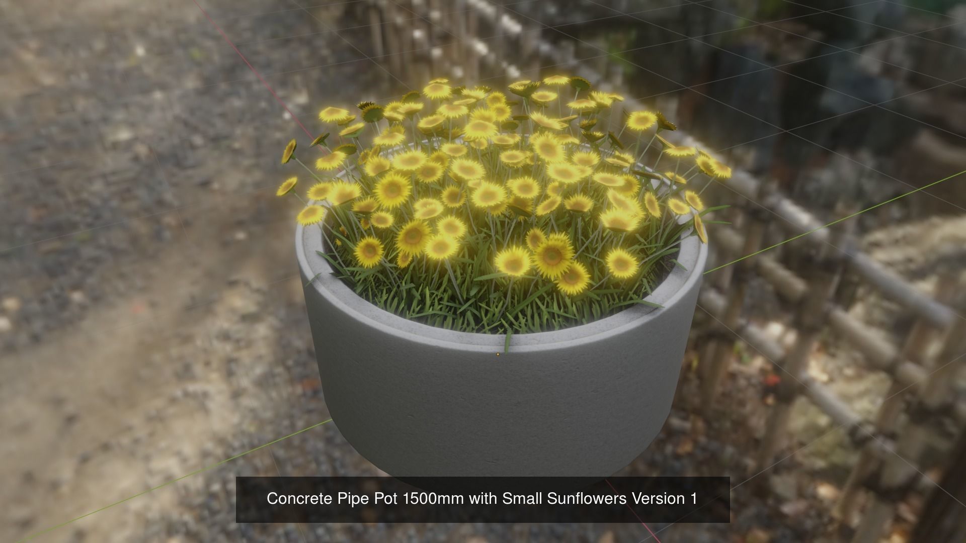 All Concrete Pots with all Flowers  3D Model Collection_41