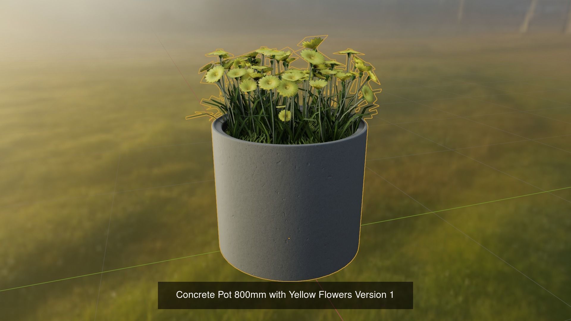 All Concrete Pots with all Flowers  3D Model Collection_78