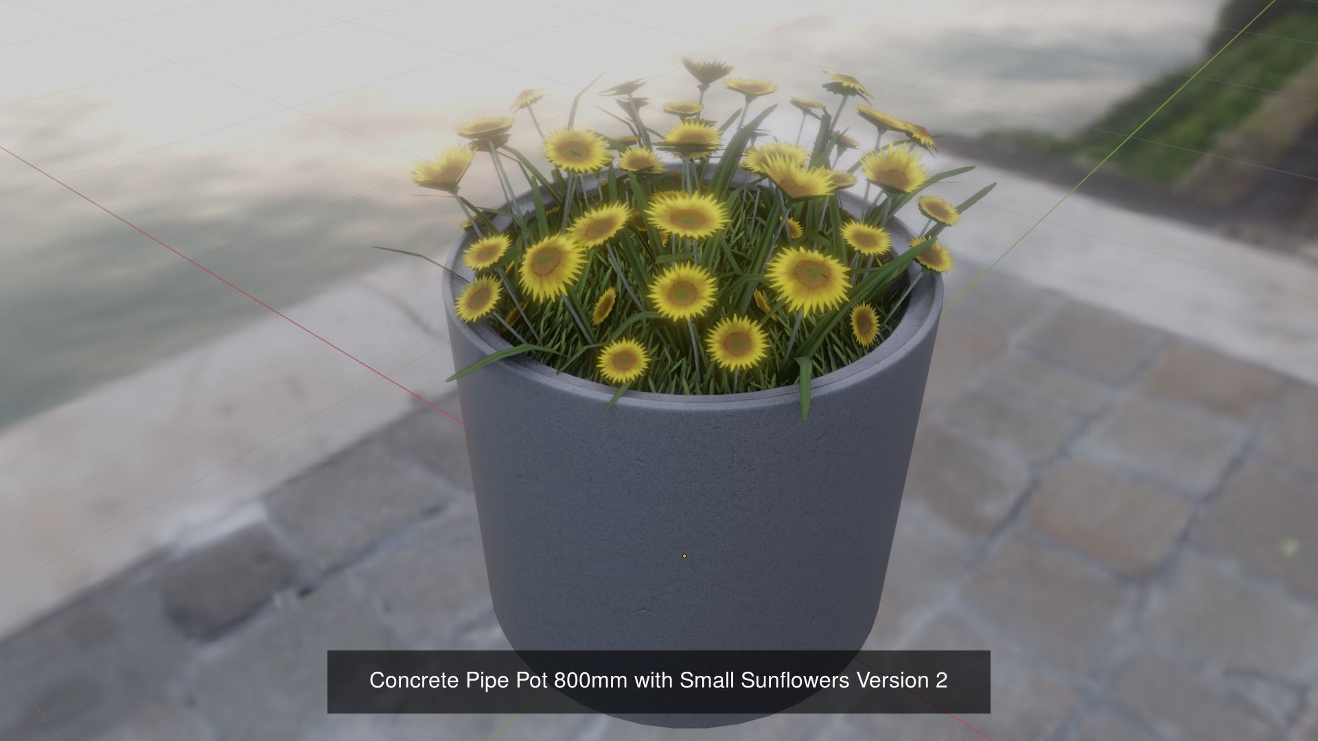 All Concrete Pots with all Flowers  3D Model Collection_44