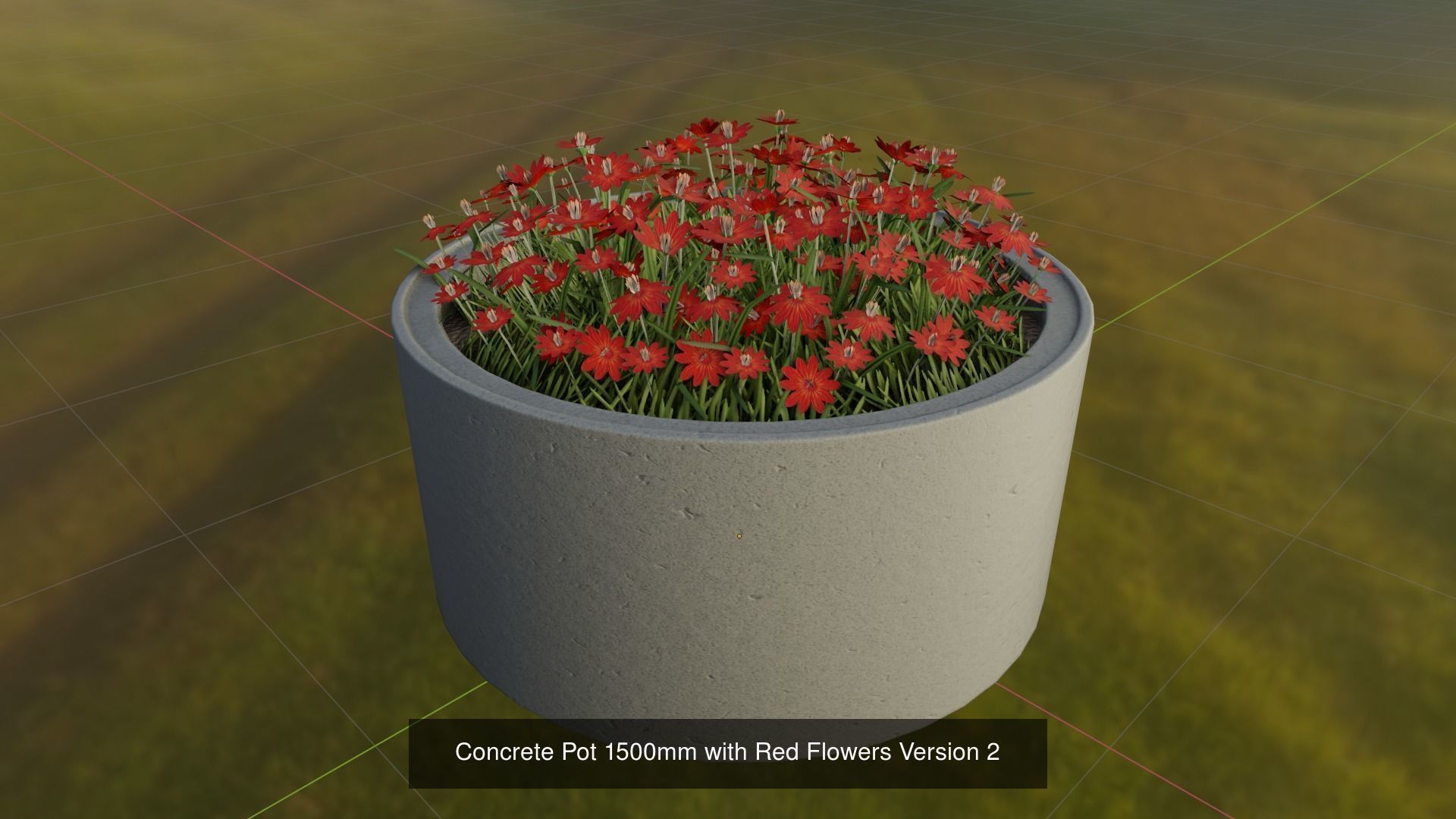 All Concrete Pots with all Flowers  3D Model Collection_39