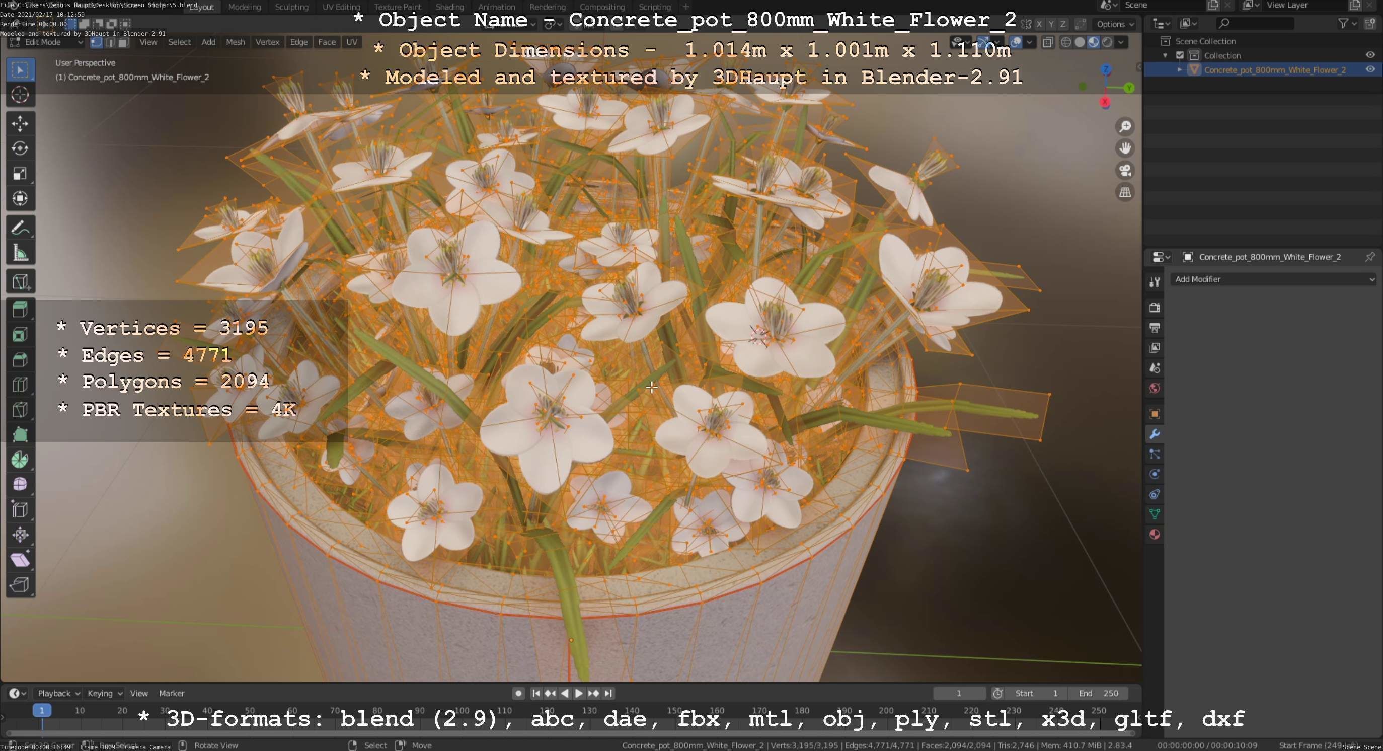 All Concrete Pots with all Flowers  3D Model Collection_107