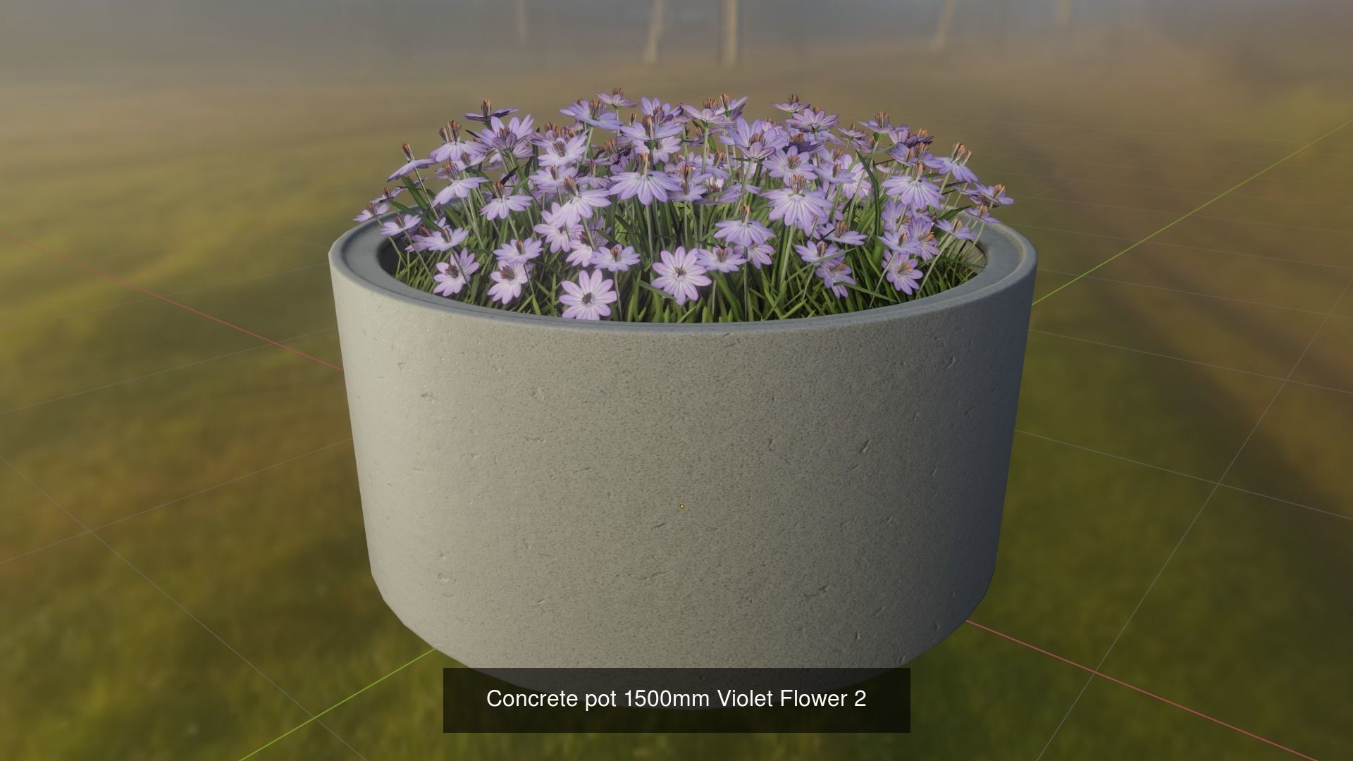 All Concrete Pots with all Flowers  3D Model Collection_45
