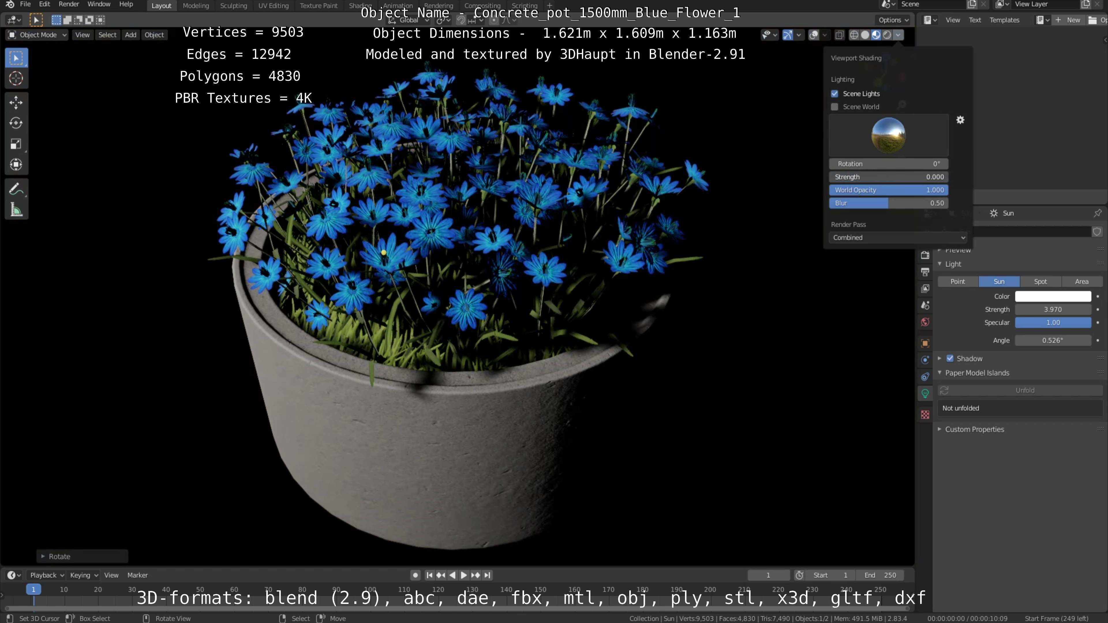 All Concrete Pots with all Flowers  3D Model Collection_128