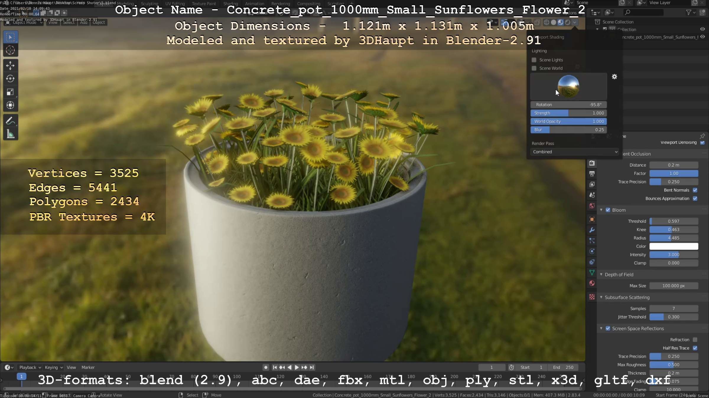 All Concrete Pots with all Flowers  3D Model Collection_117