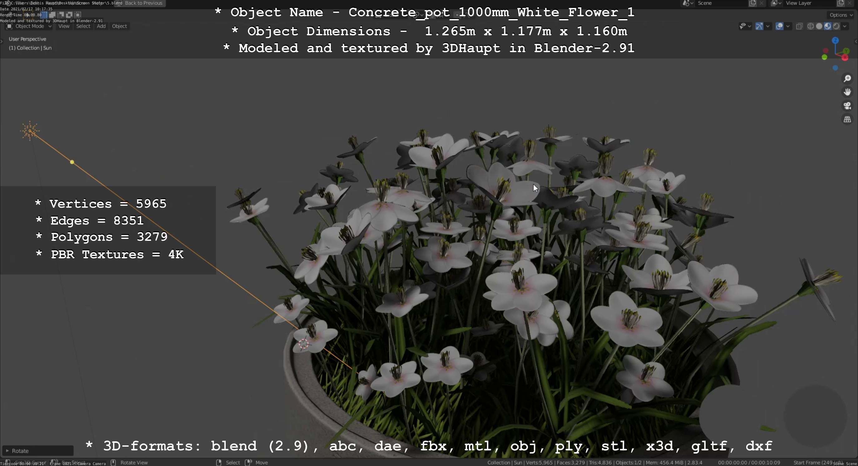 All Concrete Pots with all Flowers  3D Model Collection_120