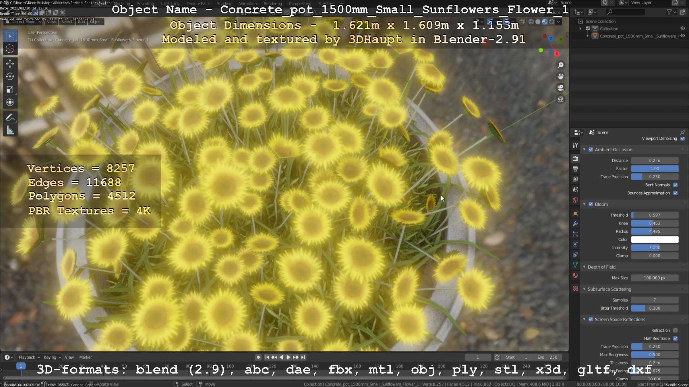 All Concrete Pots with all Flowers  3D Model Collection_149