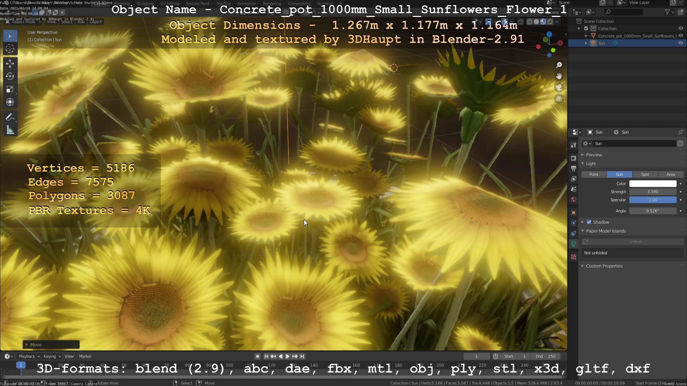 All Concrete Pots with all Flowers  3D Model Collection_112