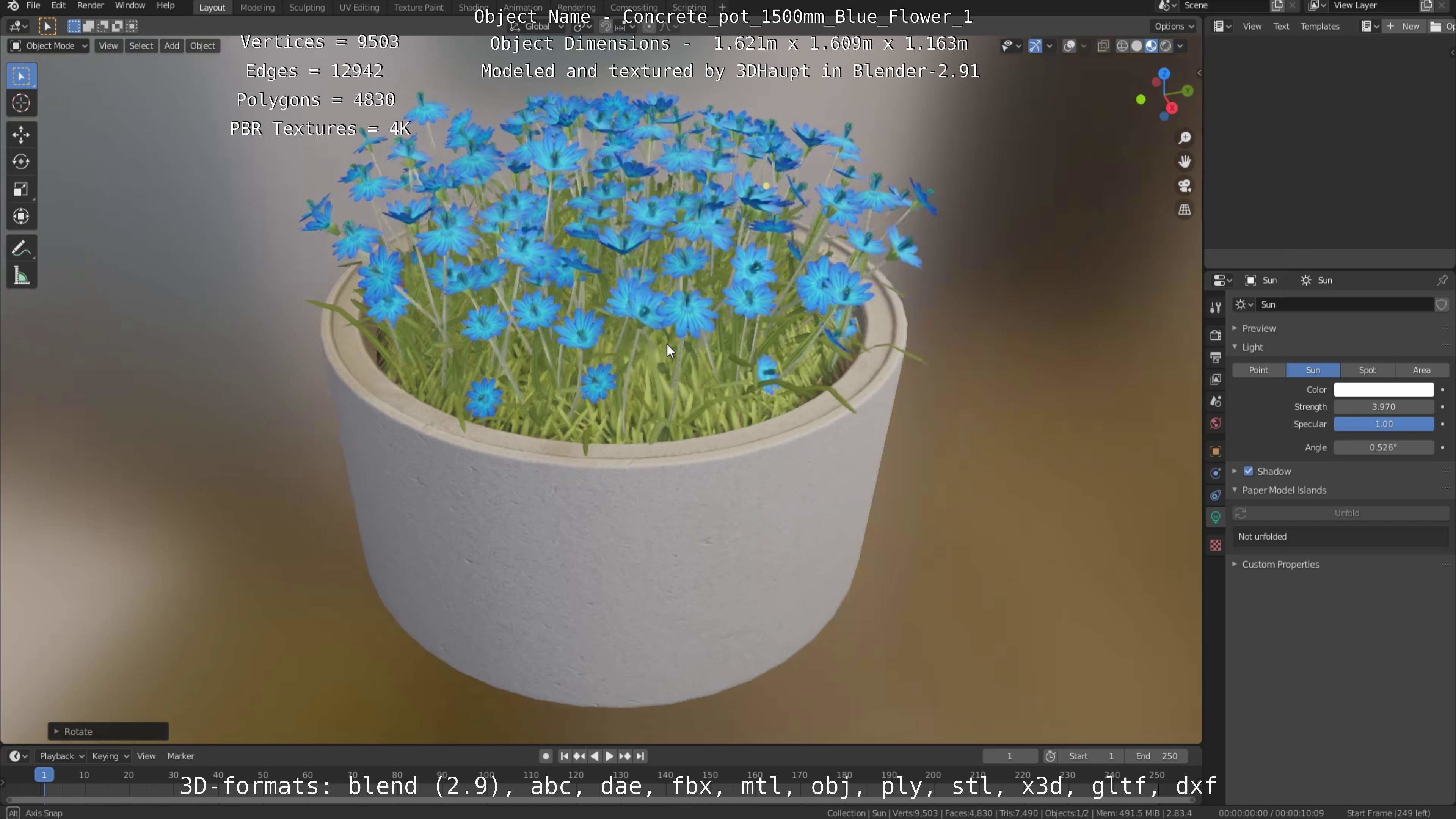 All Concrete Pots with all Flowers  3D Model Collection_129