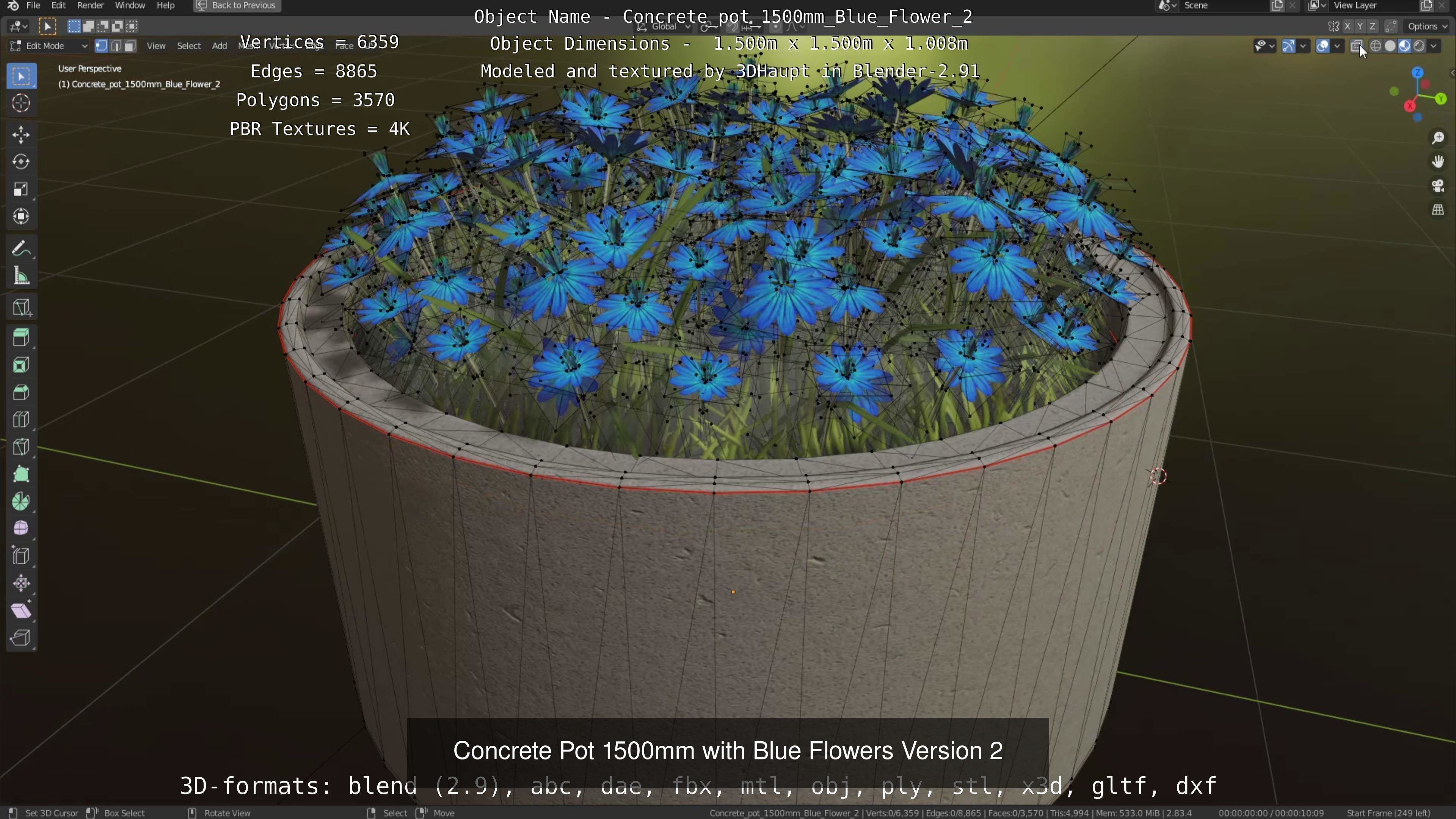 All Concrete Pots with all Flowers  3D Model Collection_56