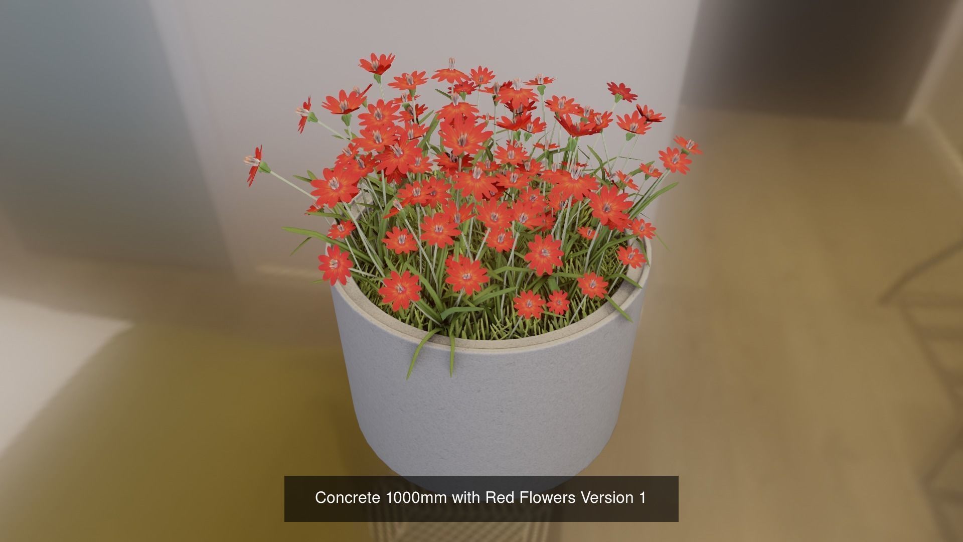 All Concrete Pots with all Flowers  3D Model Collection_61