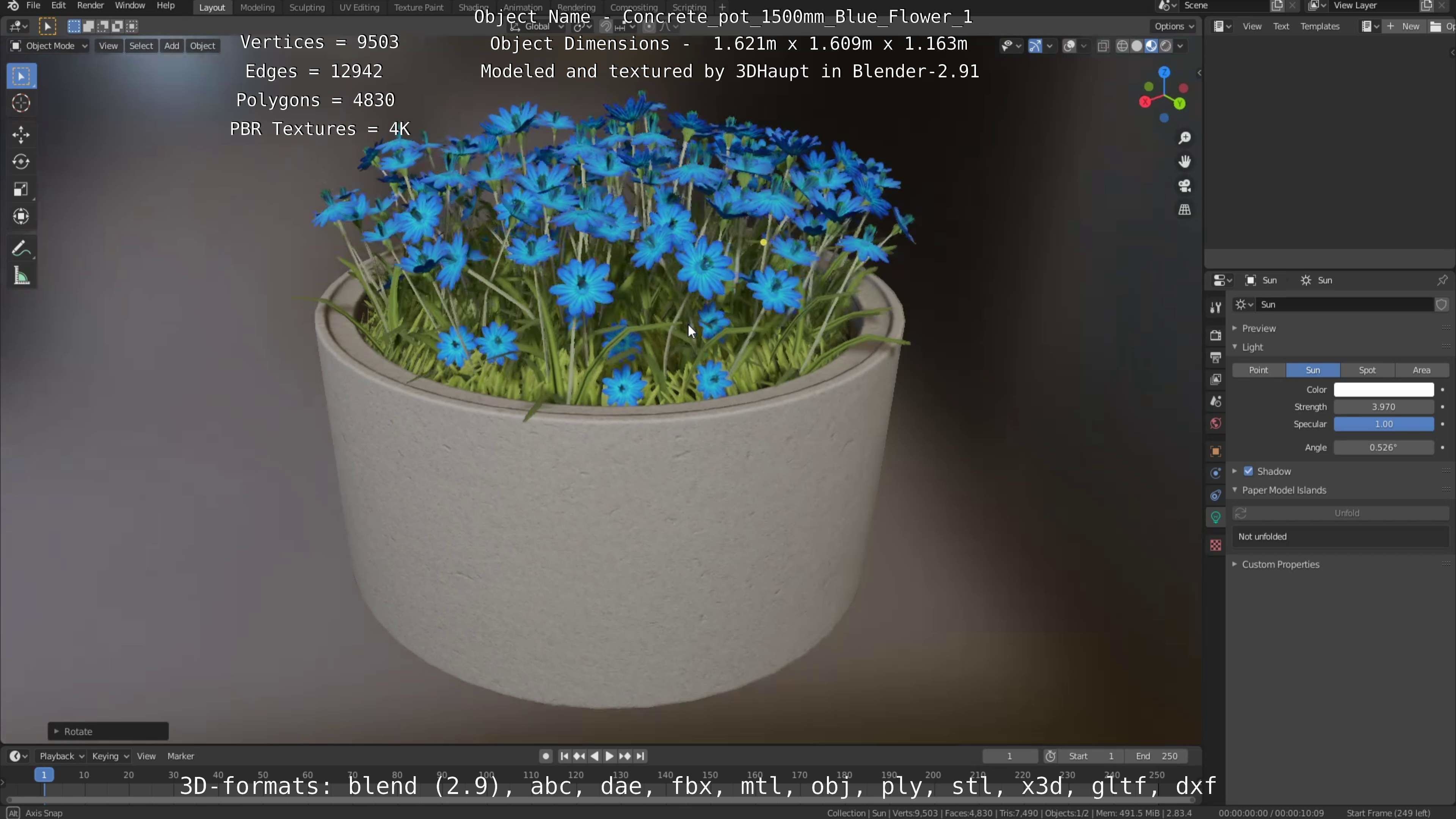 All Concrete Pots with all Flowers  3D Model Collection_130