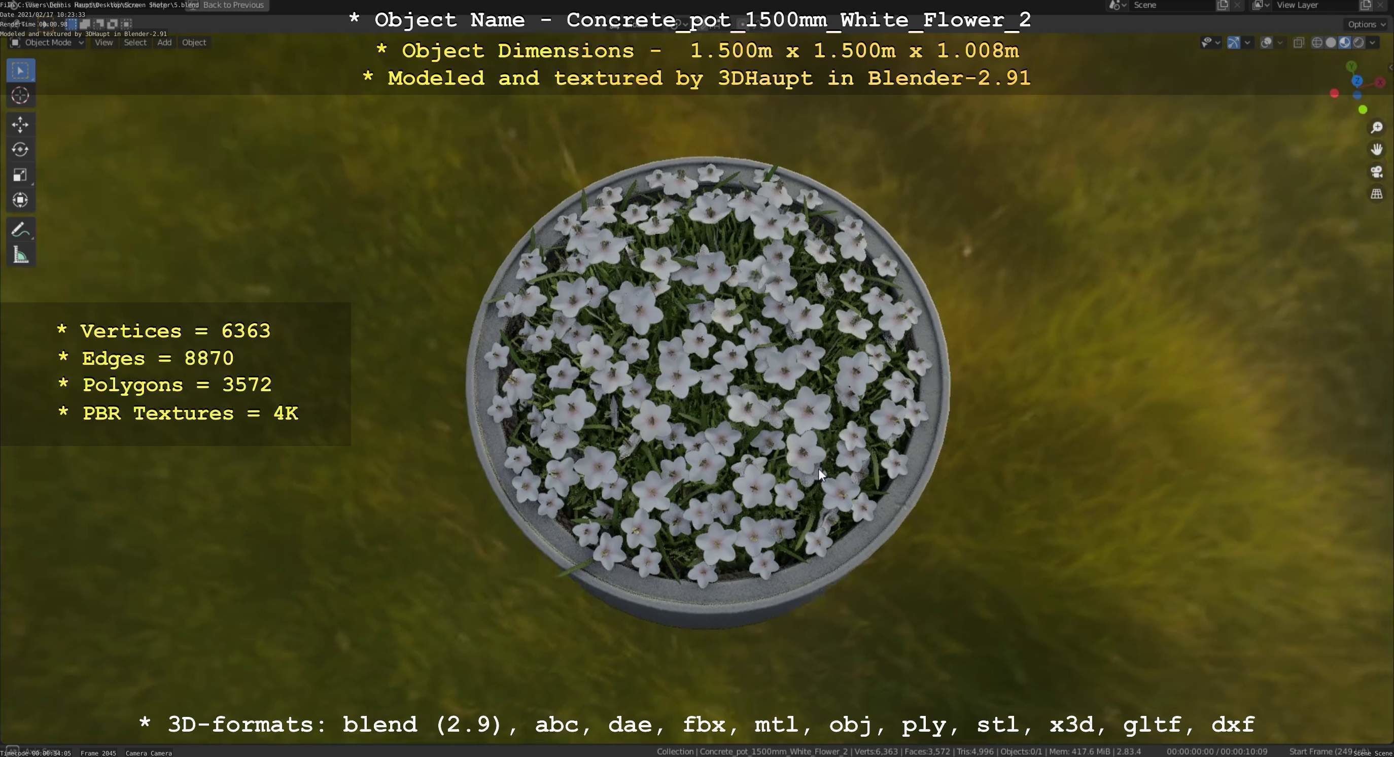 All Concrete Pots with all Flowers  3D Model Collection_164