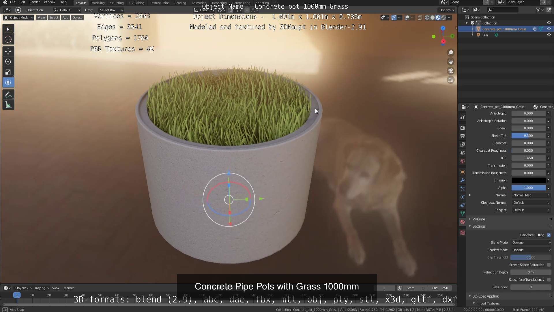 All Concrete Pots with all Flowers  3D Model Collection_42