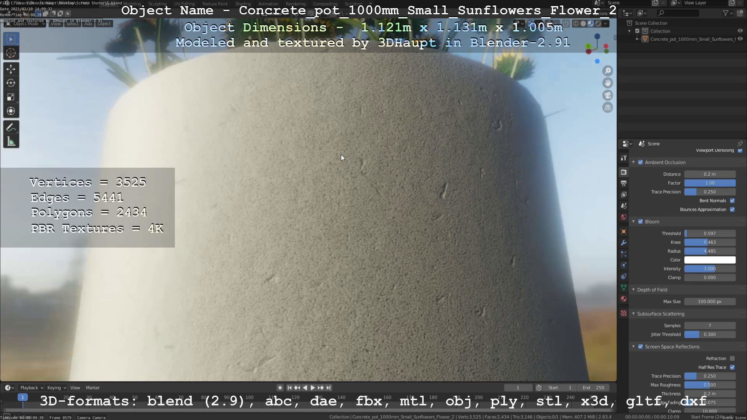 All Concrete Pots with all Flowers  3D Model Collection_115