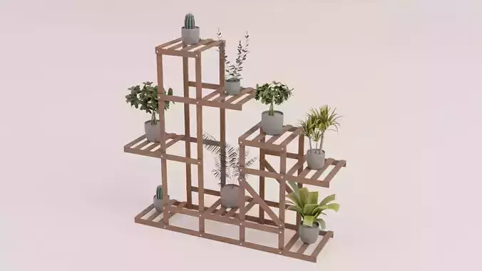 Shelf 3d model wooden plant stand