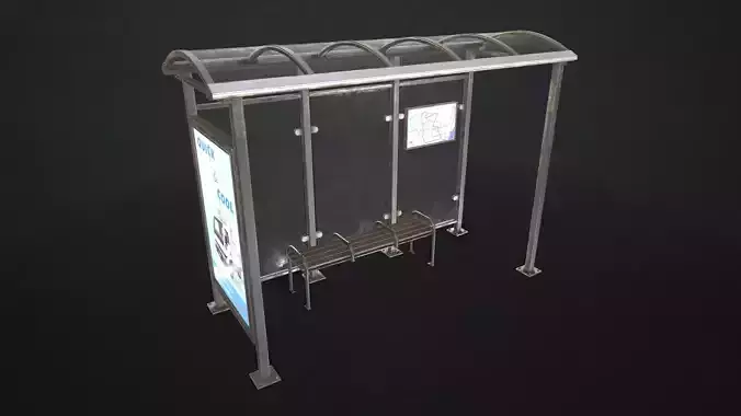 Bus Stop Shelter Low-poly 3D model