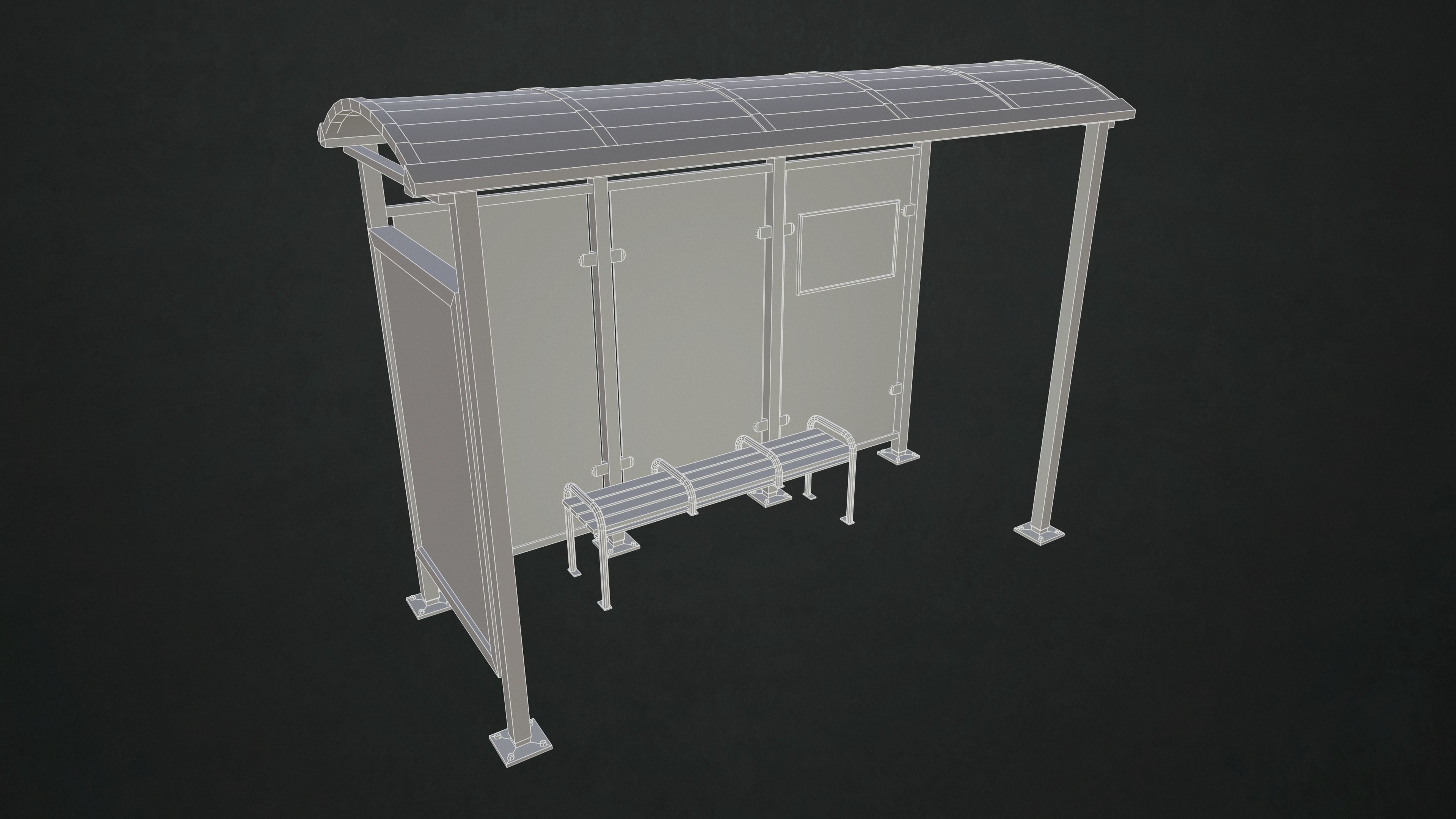 Bus Stop Shelter Low-poly 3D model_11