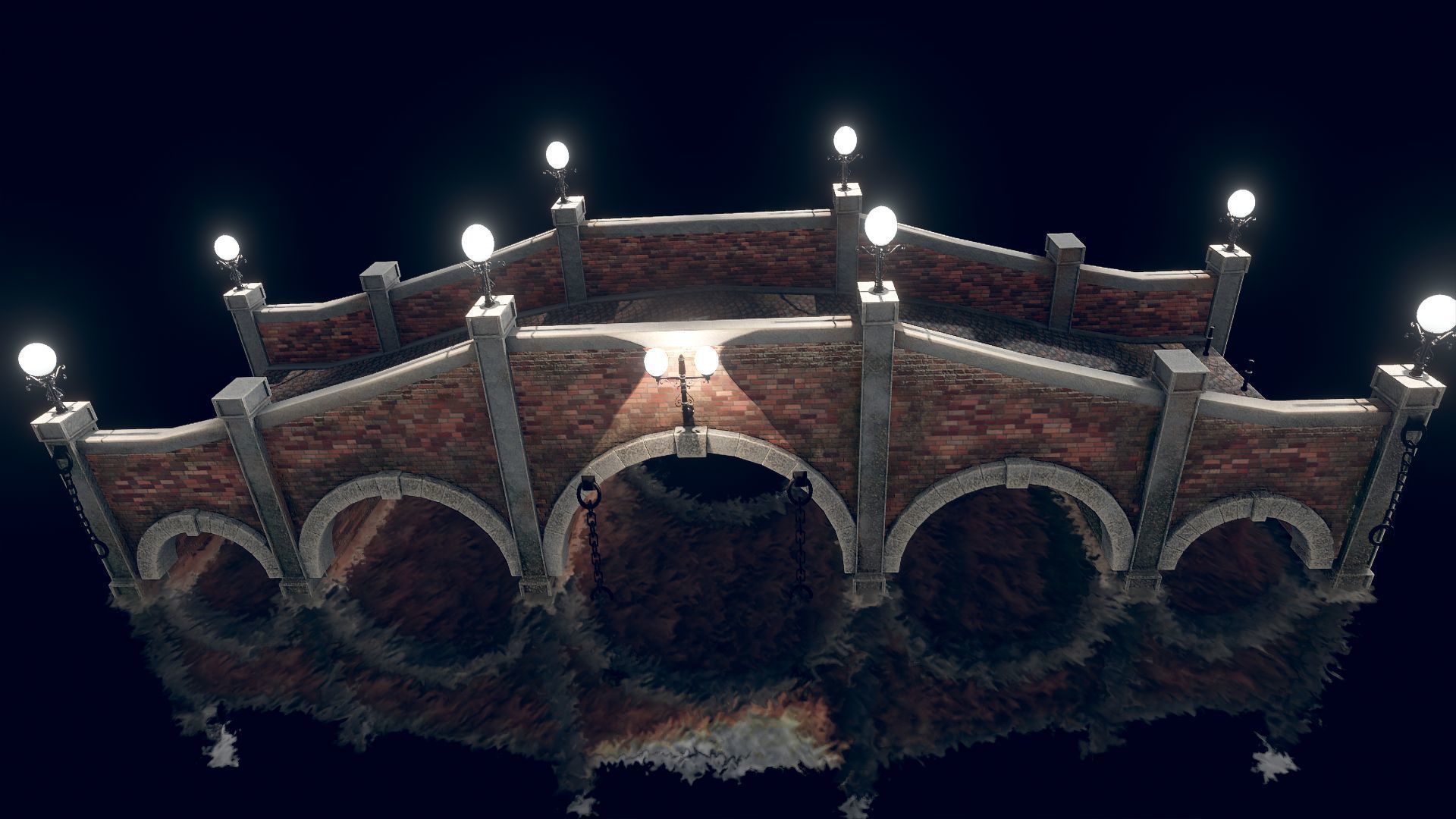 Bridge 5 with lights Low-poly 3D model_3