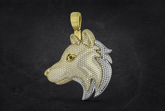 Wolf emoji pendant  3D print model
