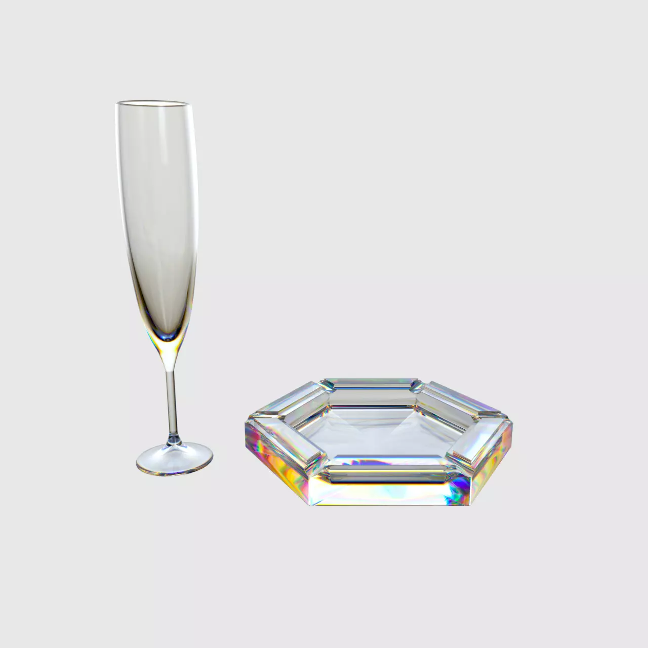 Glass with Ashtray Free 3D model