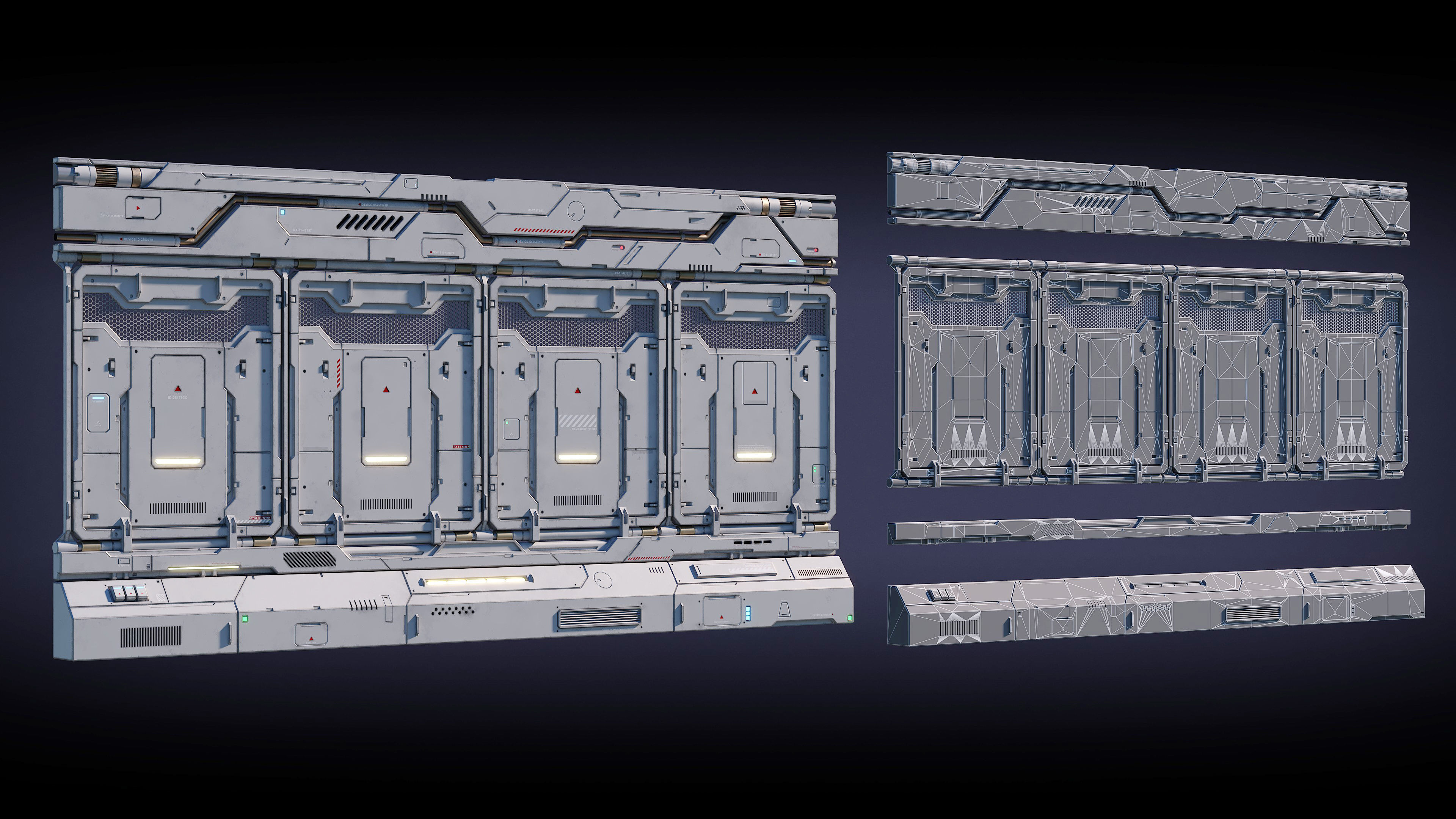 Sci-Fi Architecture Panels Kit Vol 01-PBR Low-poly 3D model_5