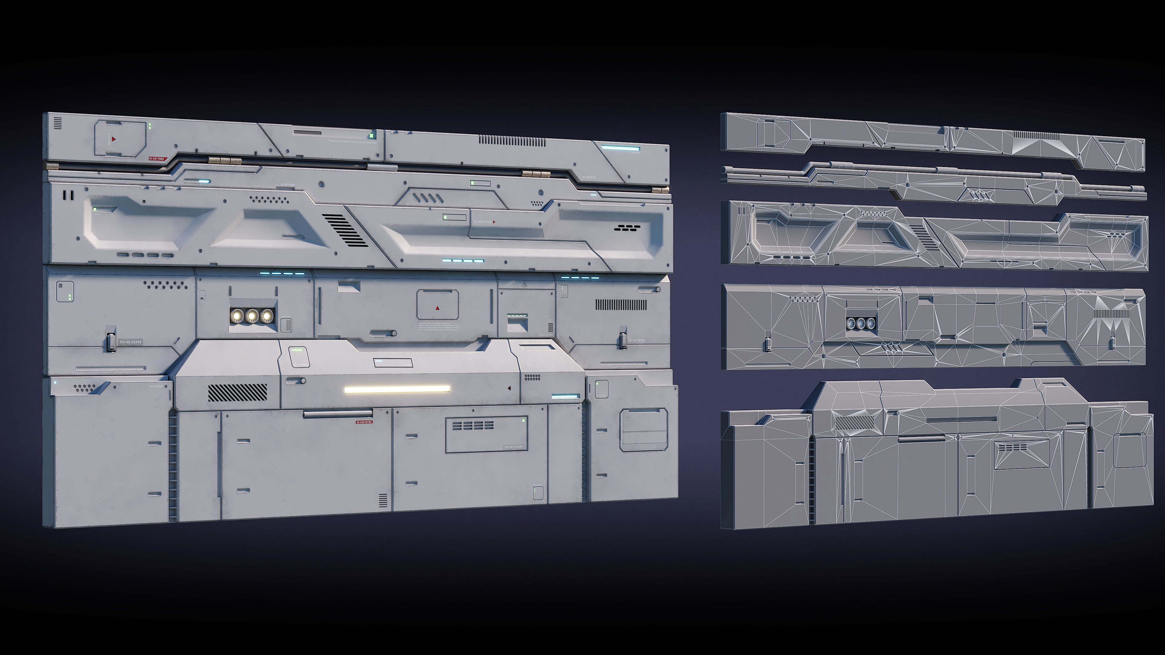 Sci-Fi Architecture Panels Kit Vol 01-PBR Low-poly 3D model_8