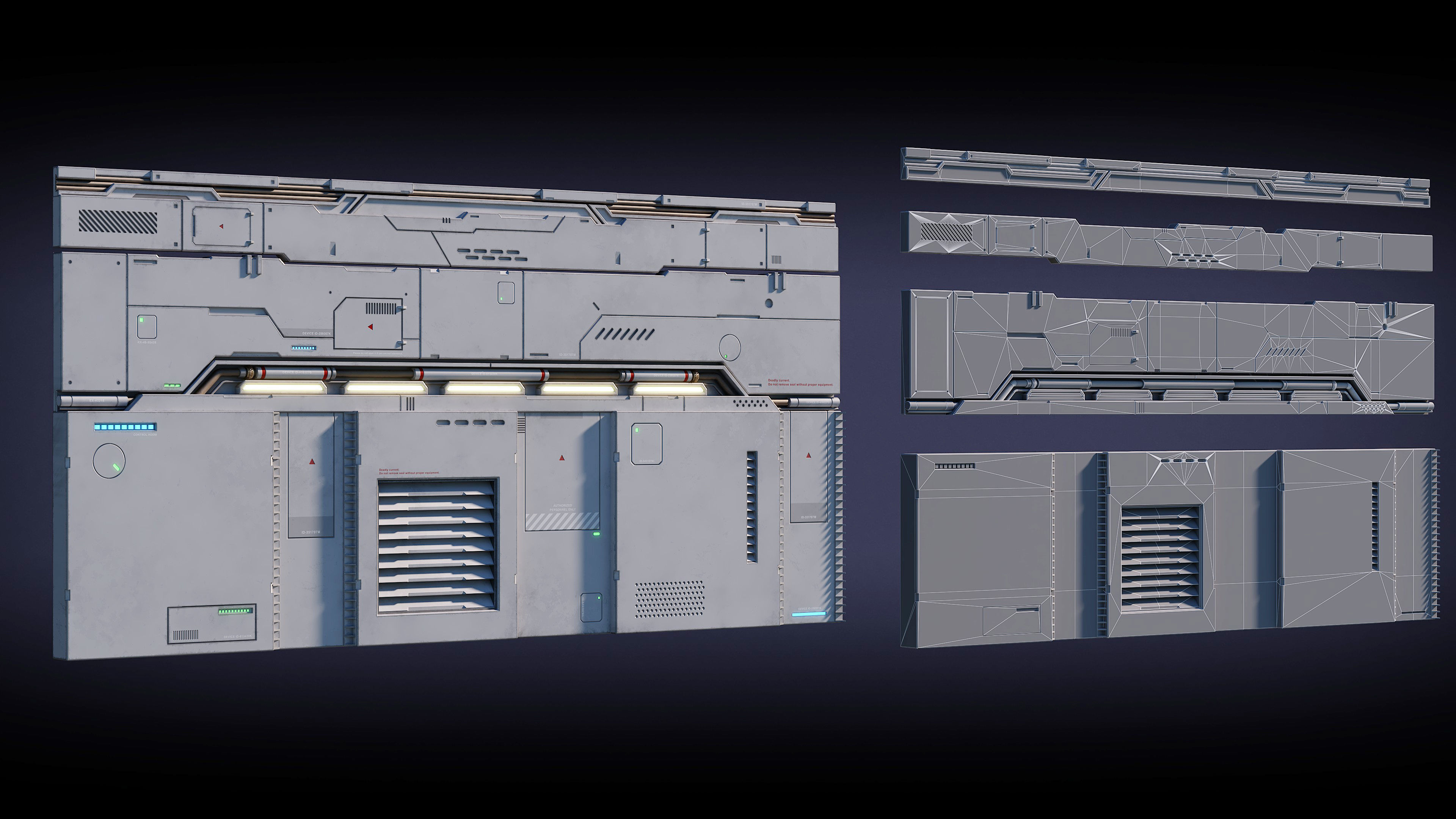 Sci-Fi Architecture Panels Kit Vol 01-PBR Low-poly 3D model_9