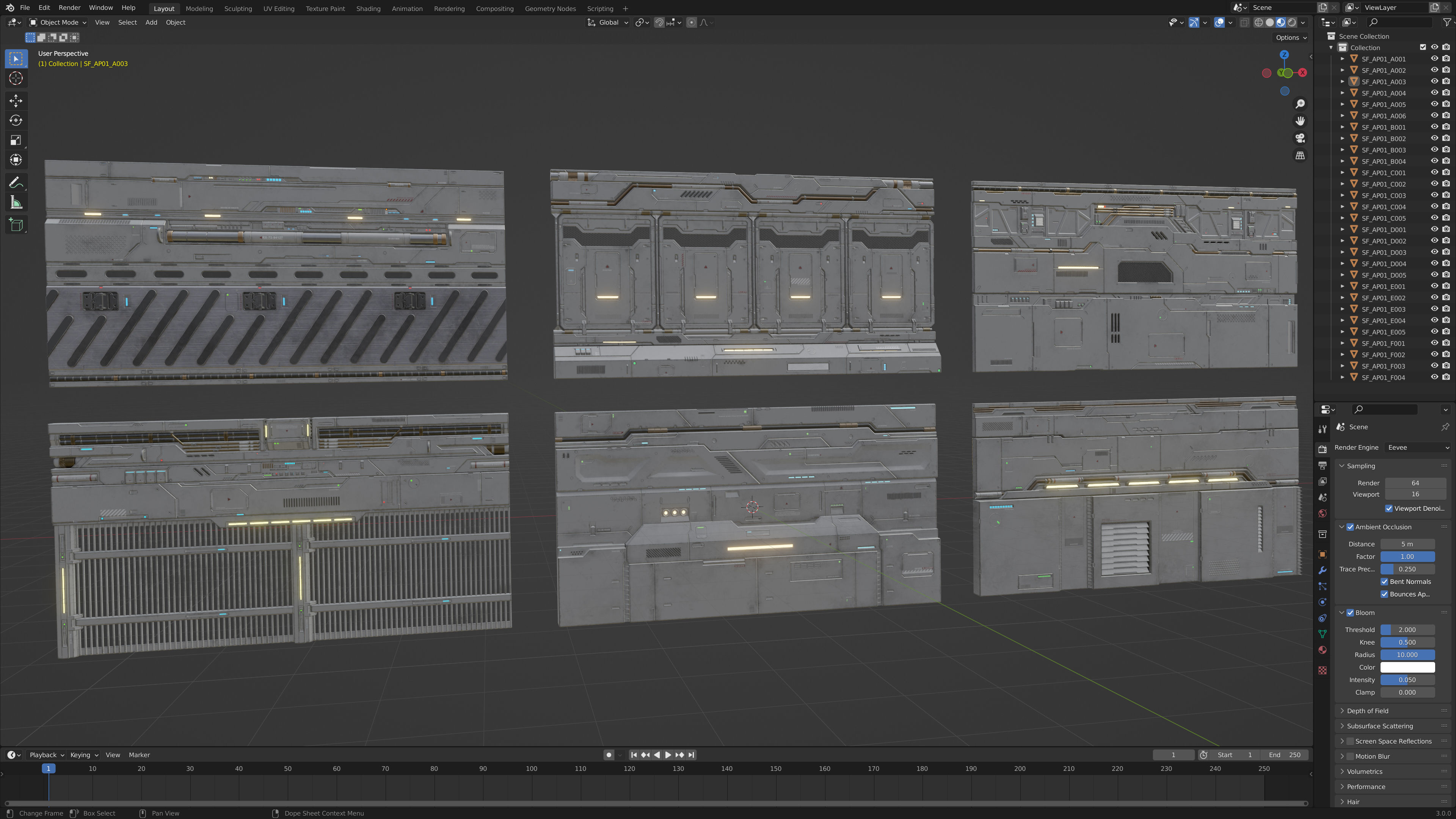 Sci-Fi Architecture Panels Kit Vol 01-PBR Low-poly 3D model_14