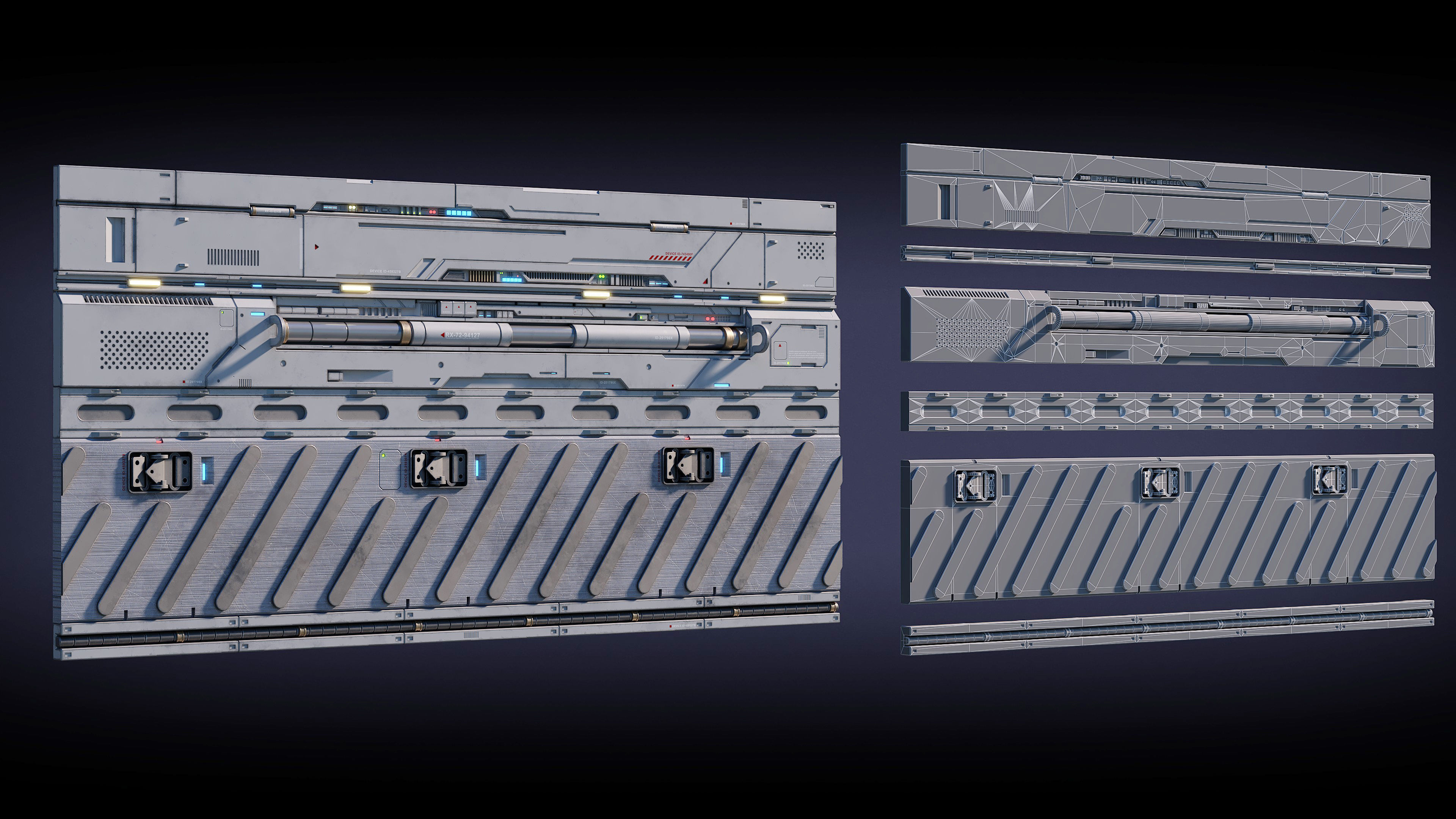 Sci-Fi Architecture Panels Kit Vol 01-PBR Low-poly 3D model_4