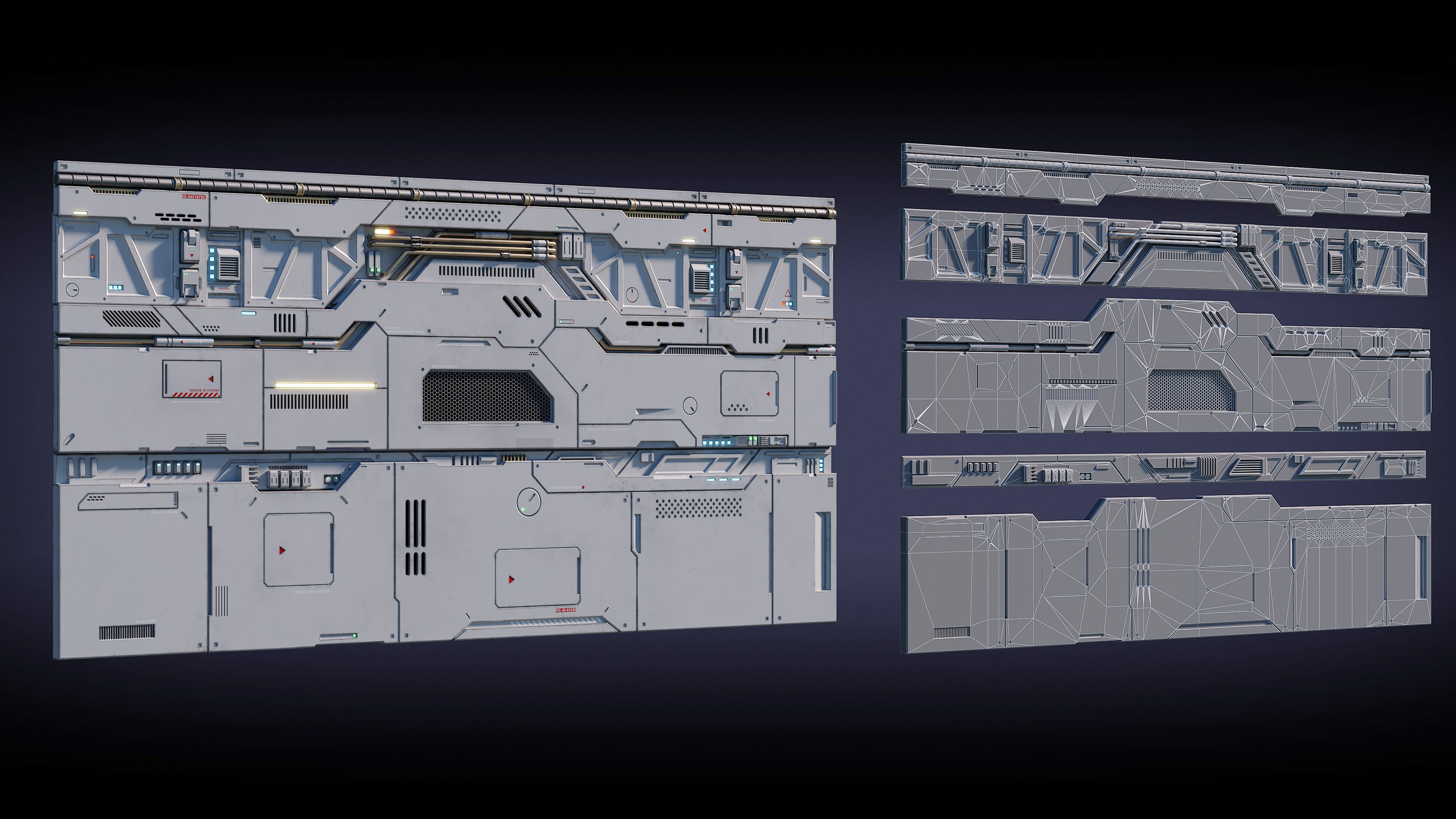 Sci-Fi Architecture Panels Kit Vol 01-PBR Low-poly 3D model_6