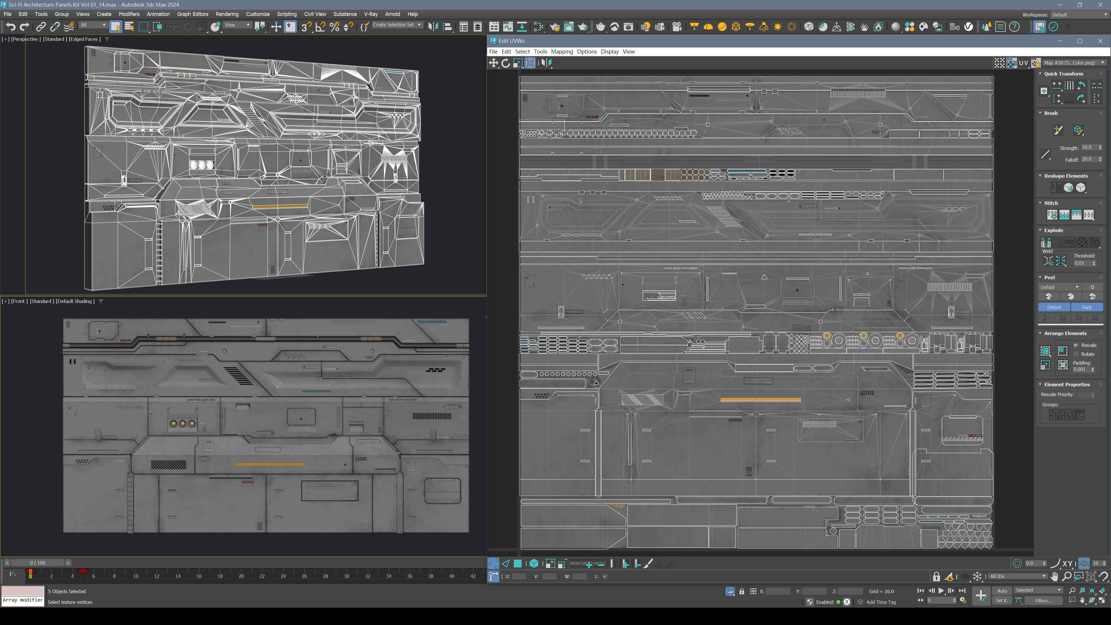 Sci-Fi Architecture Panels Kit Vol 01-PBR Low-poly 3D model_11