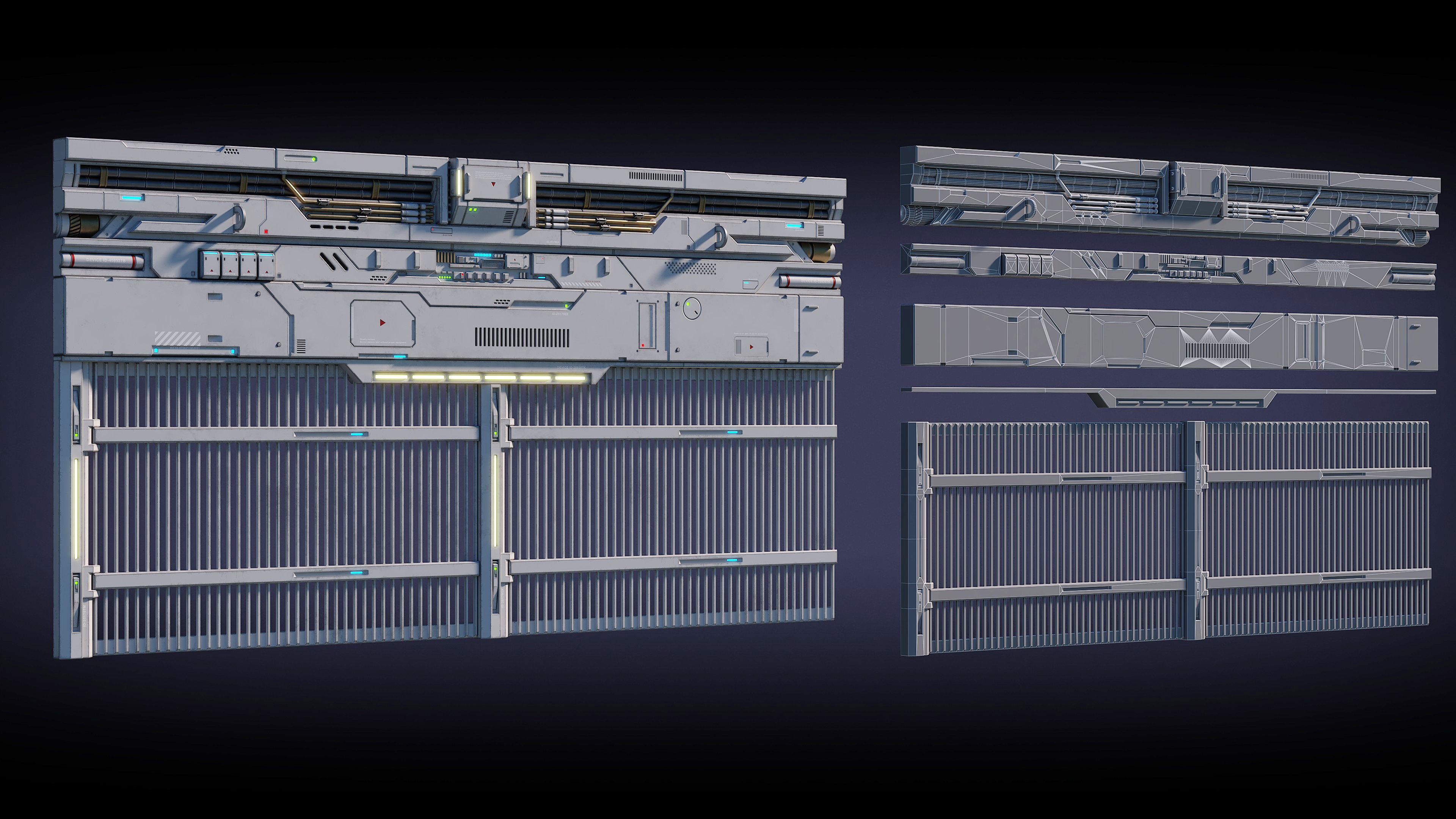 Sci-Fi Architecture Panels Kit Vol 01-PBR Low-poly 3D model_7