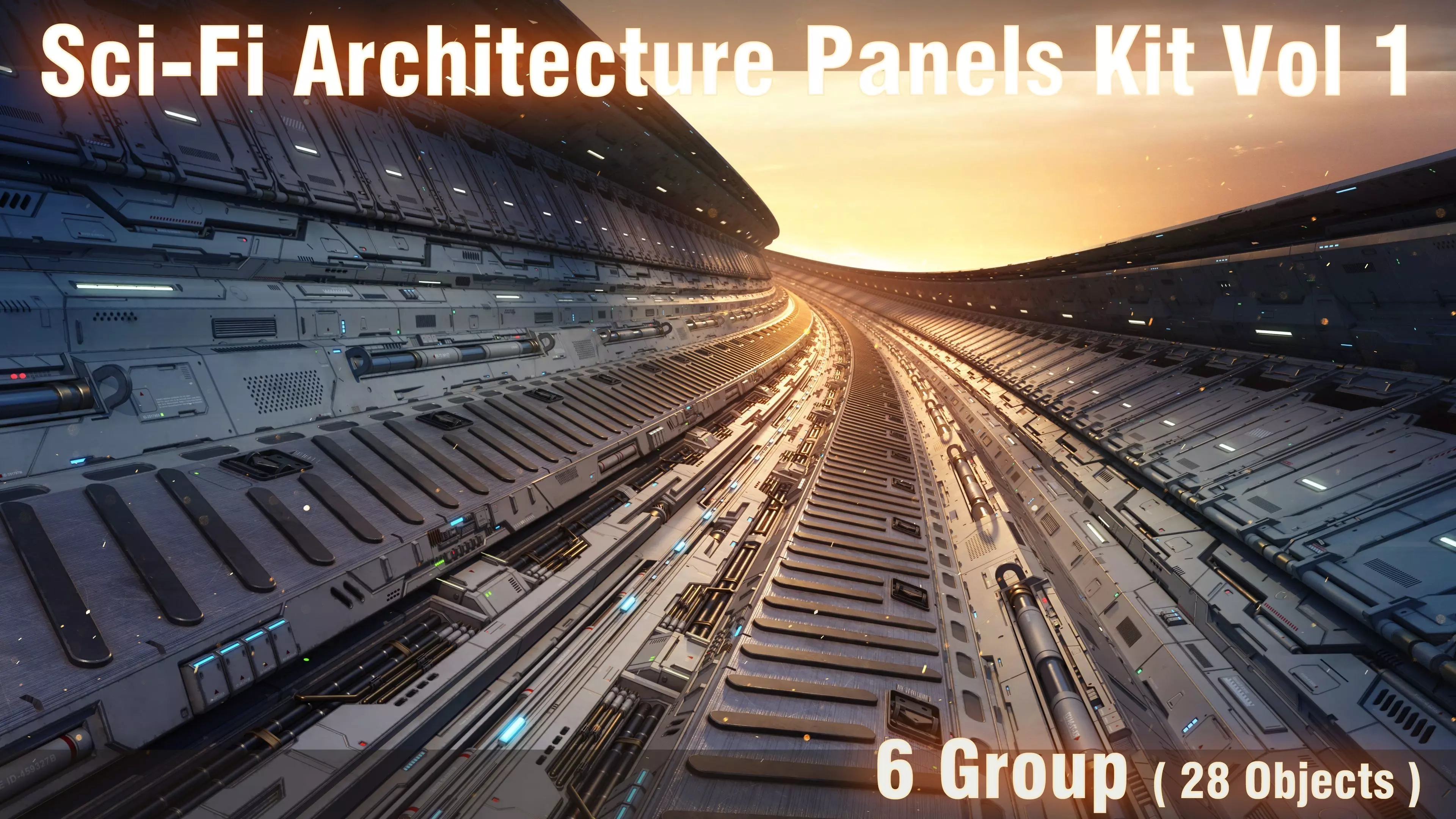 Sci-Fi Architecture Panels Kit Vol 01-PBR Low-poly 3D model_0