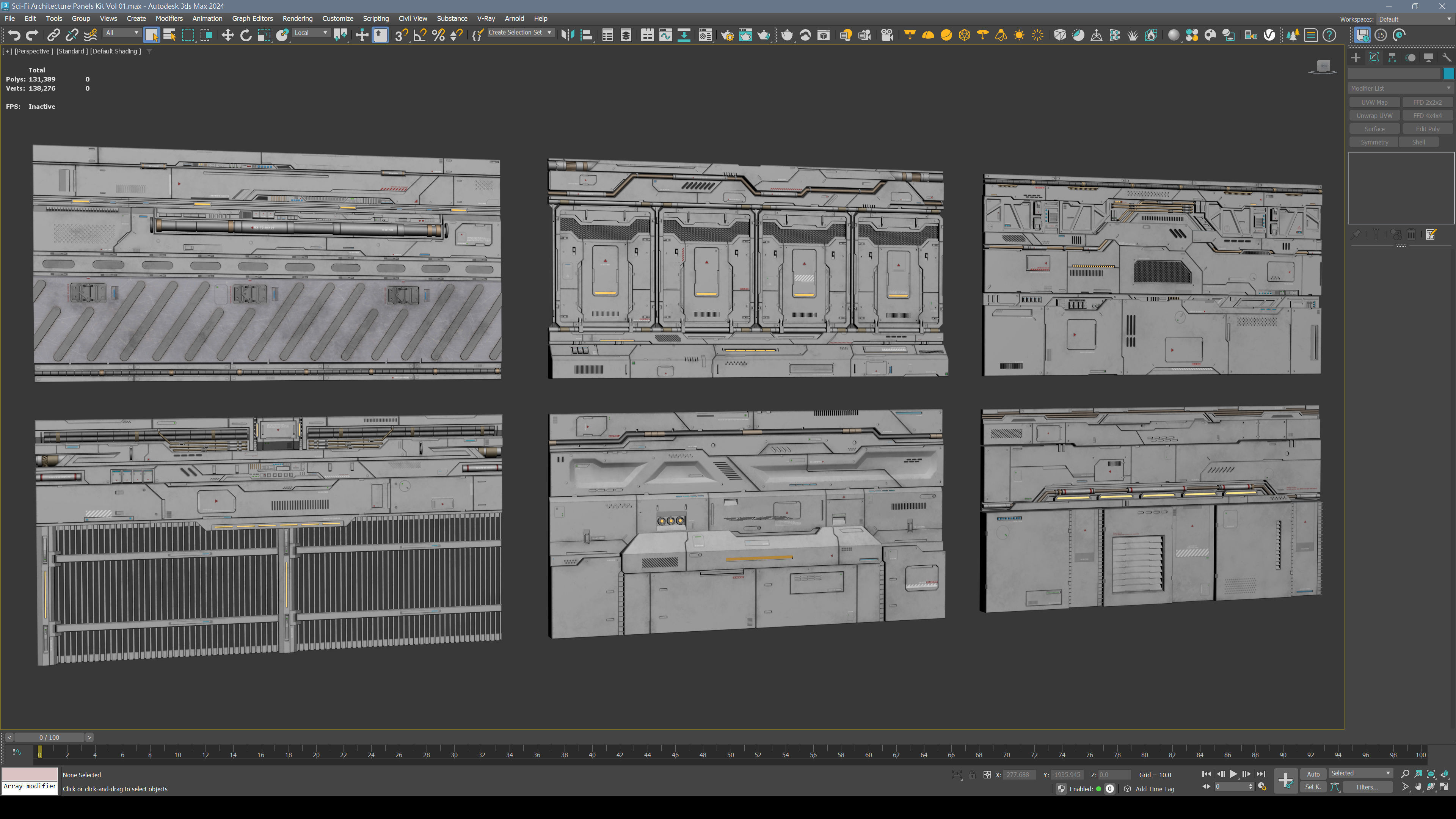 Sci-Fi Architecture Panels Kit Vol 01-PBR Low-poly 3D model_10