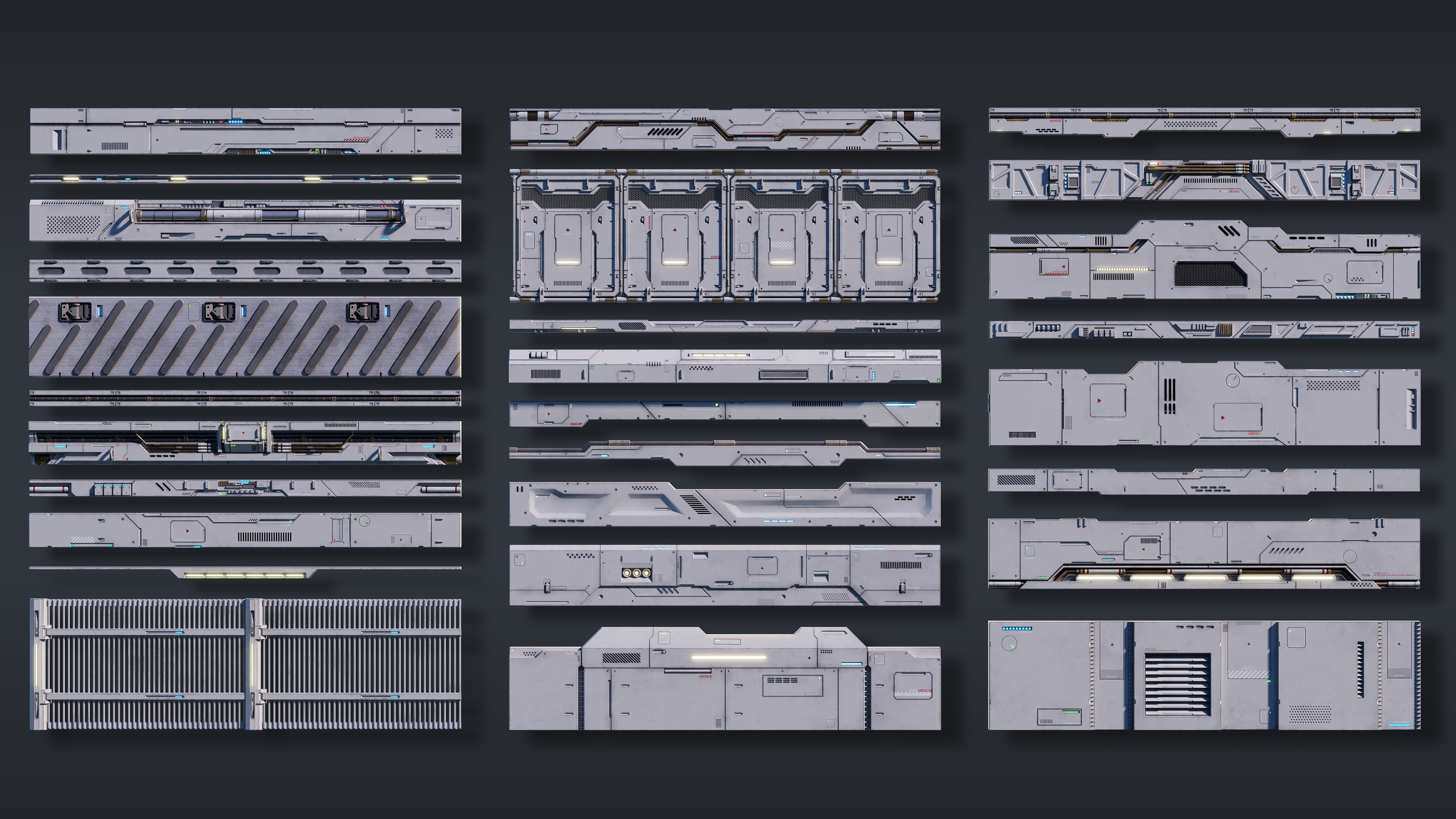 Sci-Fi Architecture Panels Kit Vol 01-PBR Low-poly 3D model_2