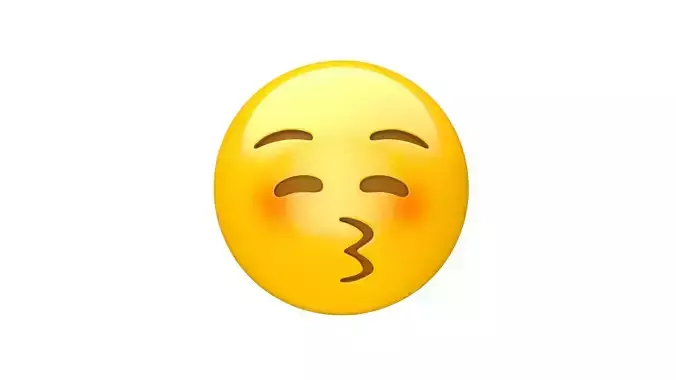 Apple Kissing Face with Closed Eyes