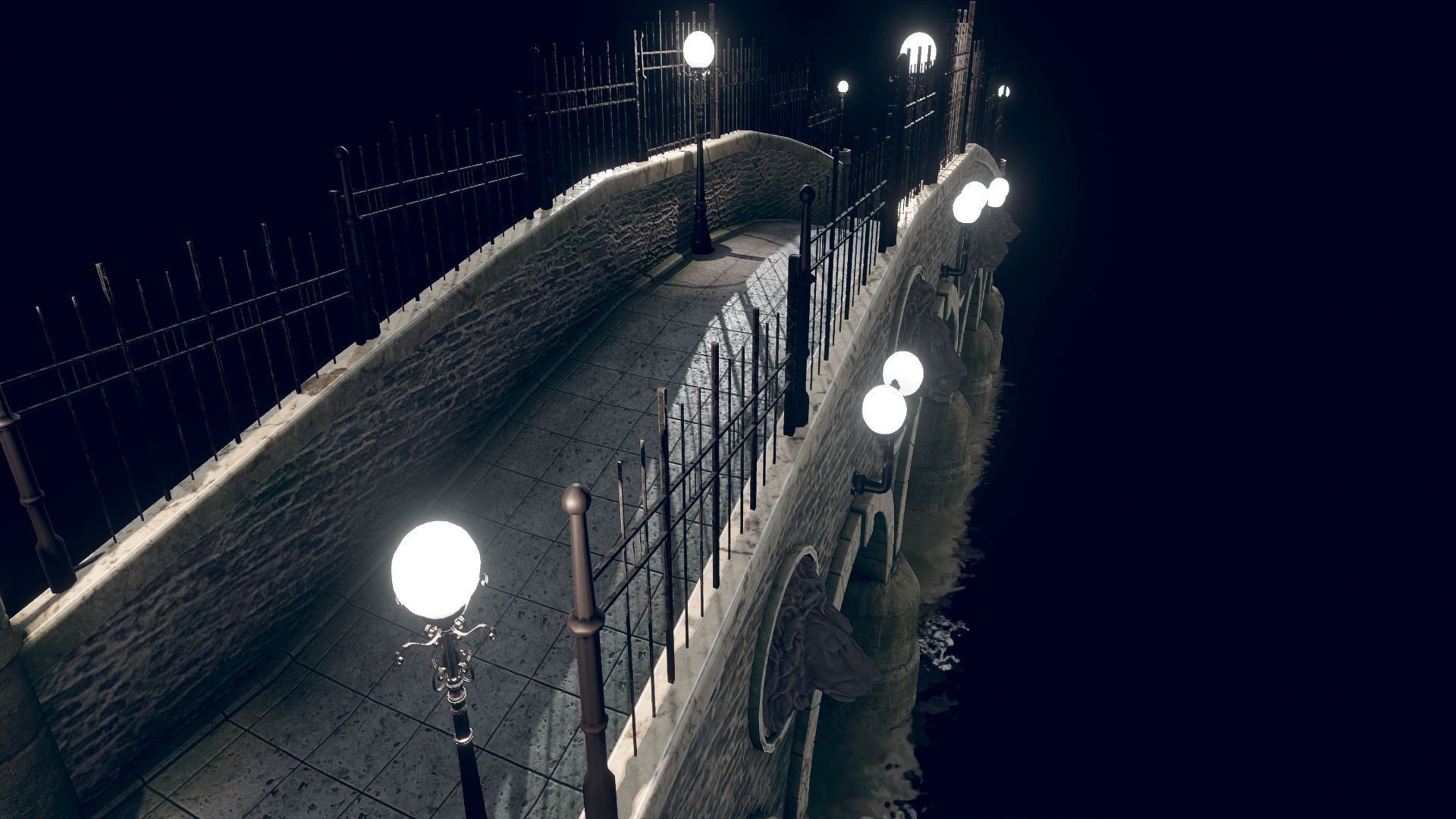 Bridge 6 with lights Low-poly 3D model_4