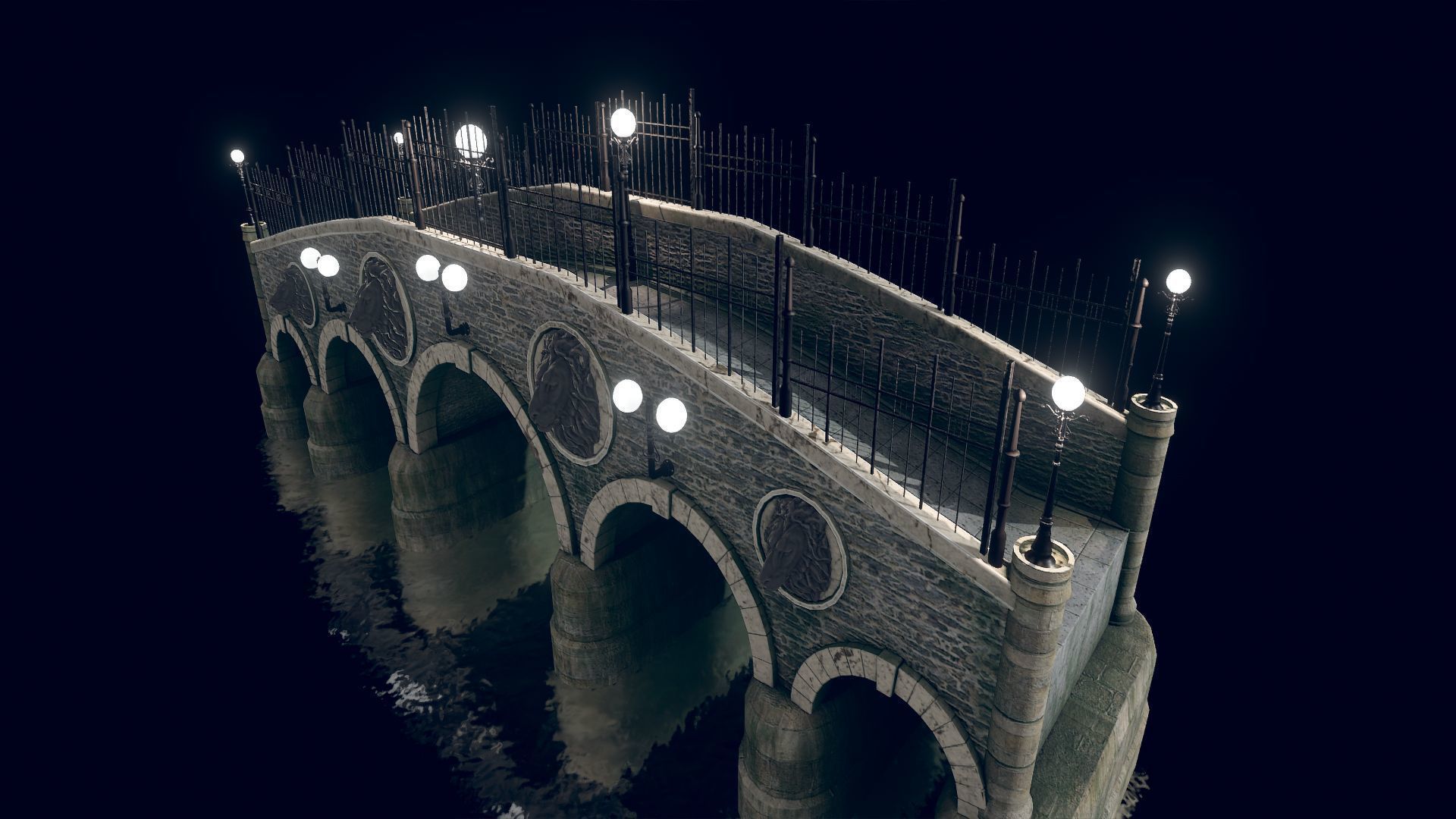 Bridge 6 with lights Low-poly 3D model_3