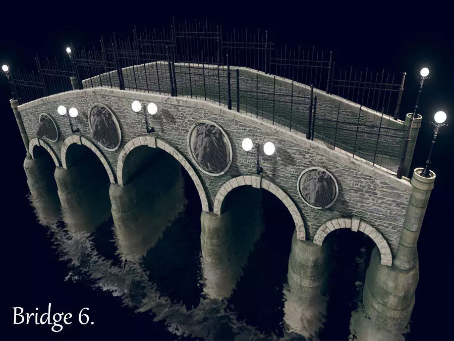 Bridge 6 with lights Low-poly 3D model_0